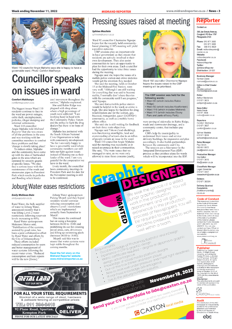Midrand Reporter Nov 11 2022 page 3
