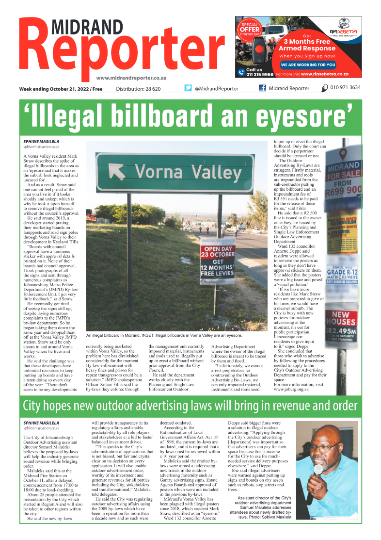 Midrand Reporter Oct 21 2022 page 1