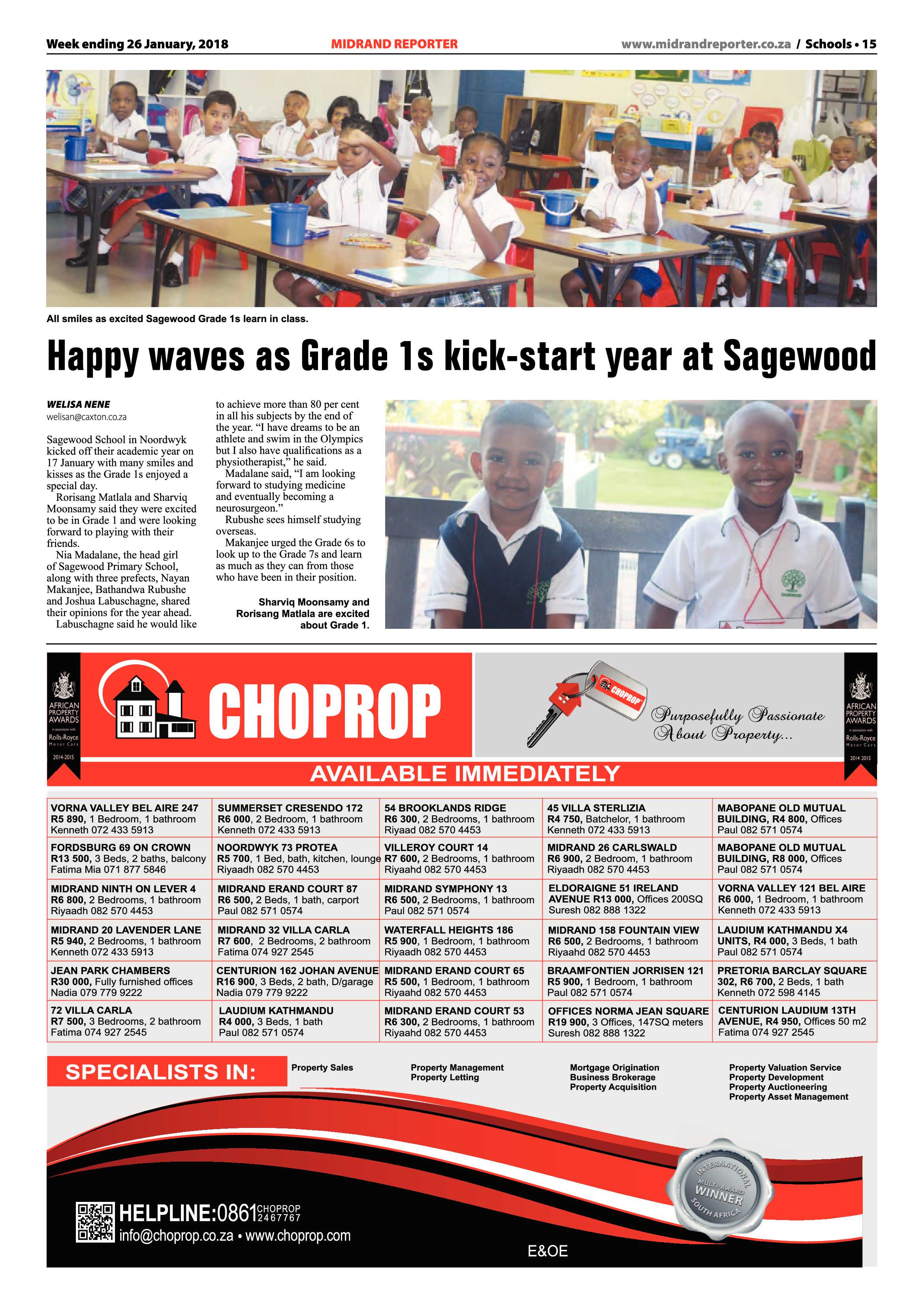Midrand Reporter 26 January, 2018 page 15
