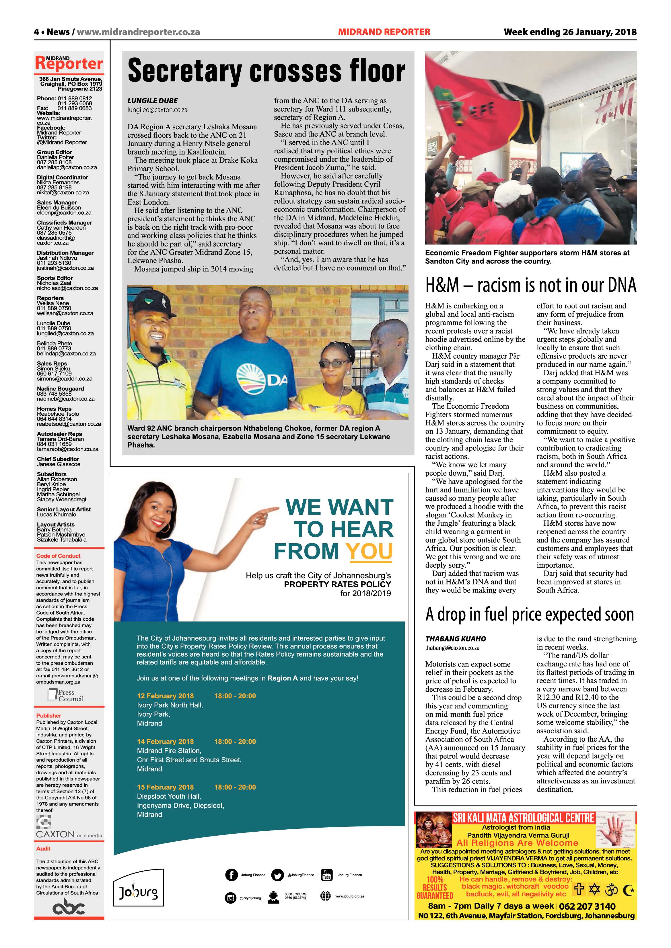 Midrand Reporter 26 January, 2018 page 4