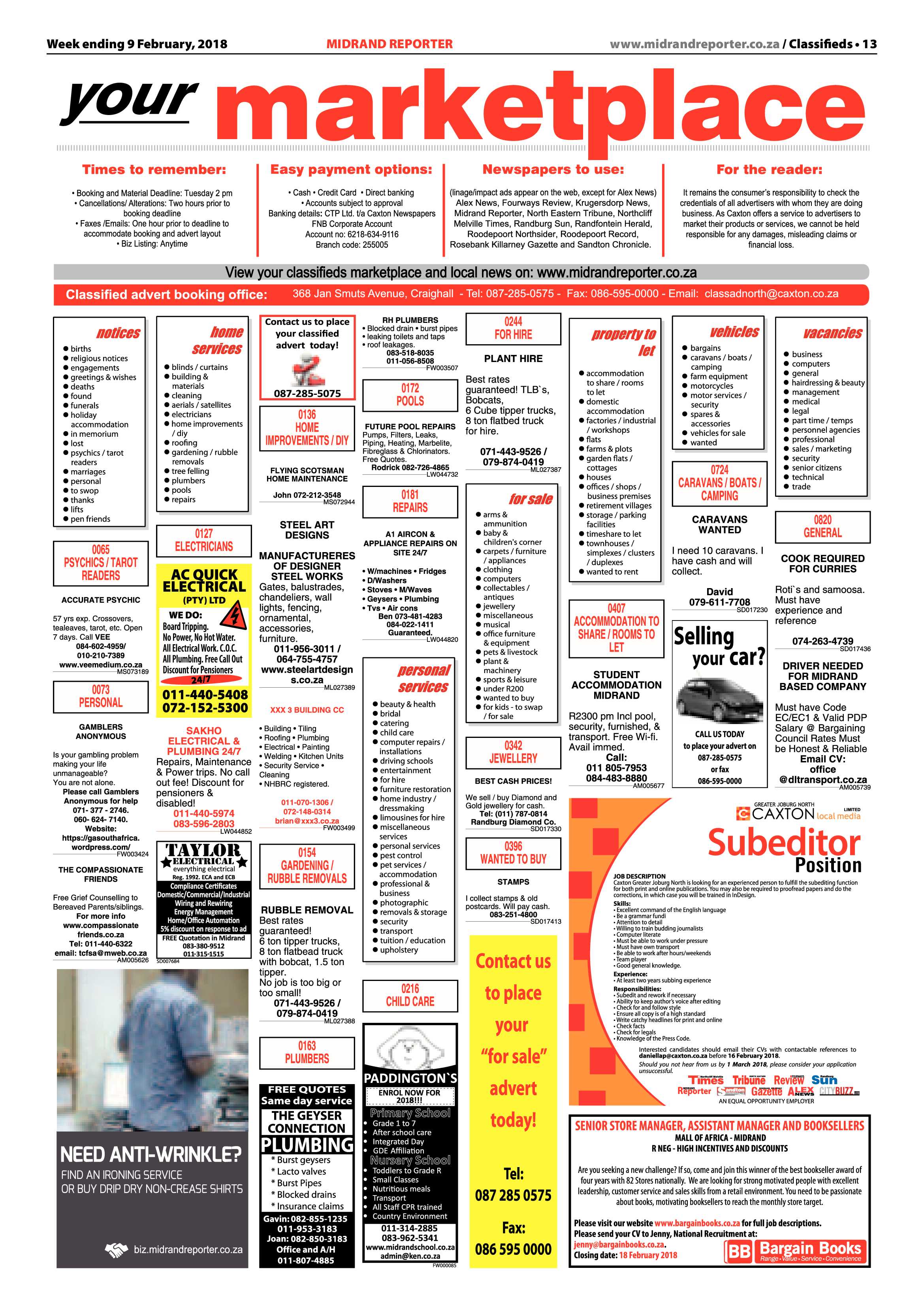 Midrand Reporter – 9 Feb 2018 page 13