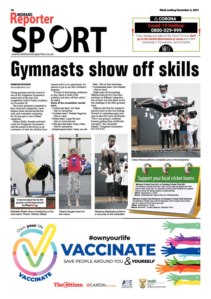 Midrand Reporter 03 December 2021 page 16