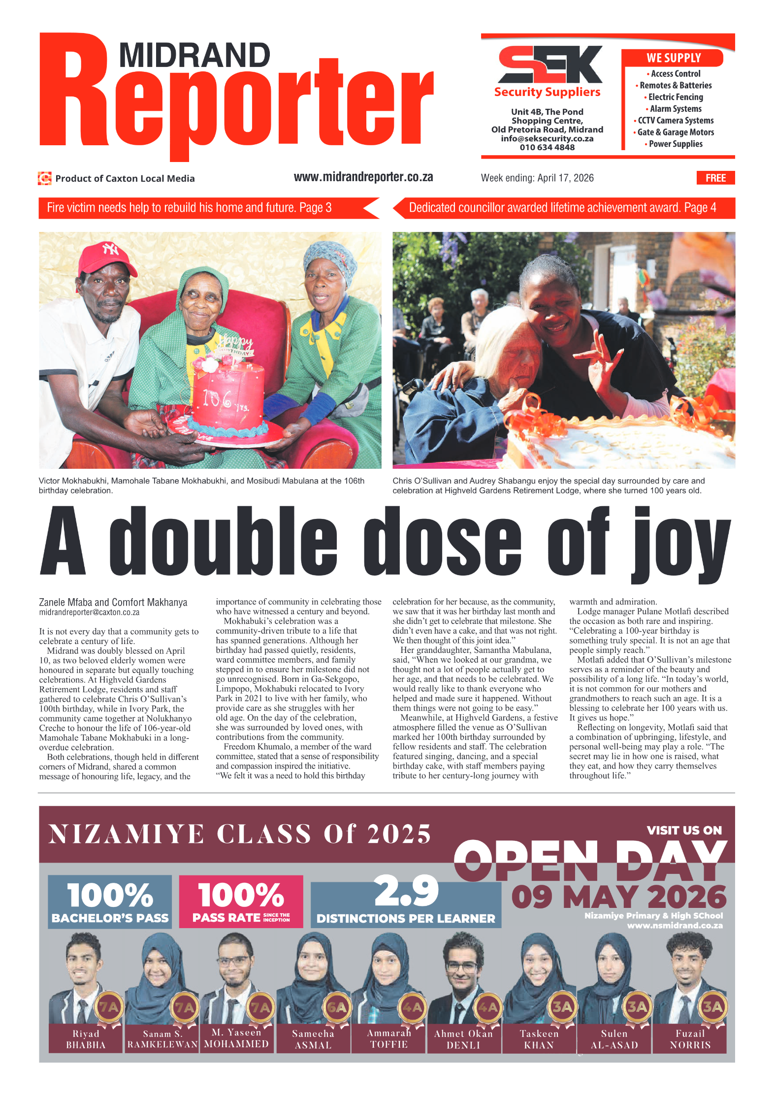 Midrand Reporter 17 April 2026 page 1