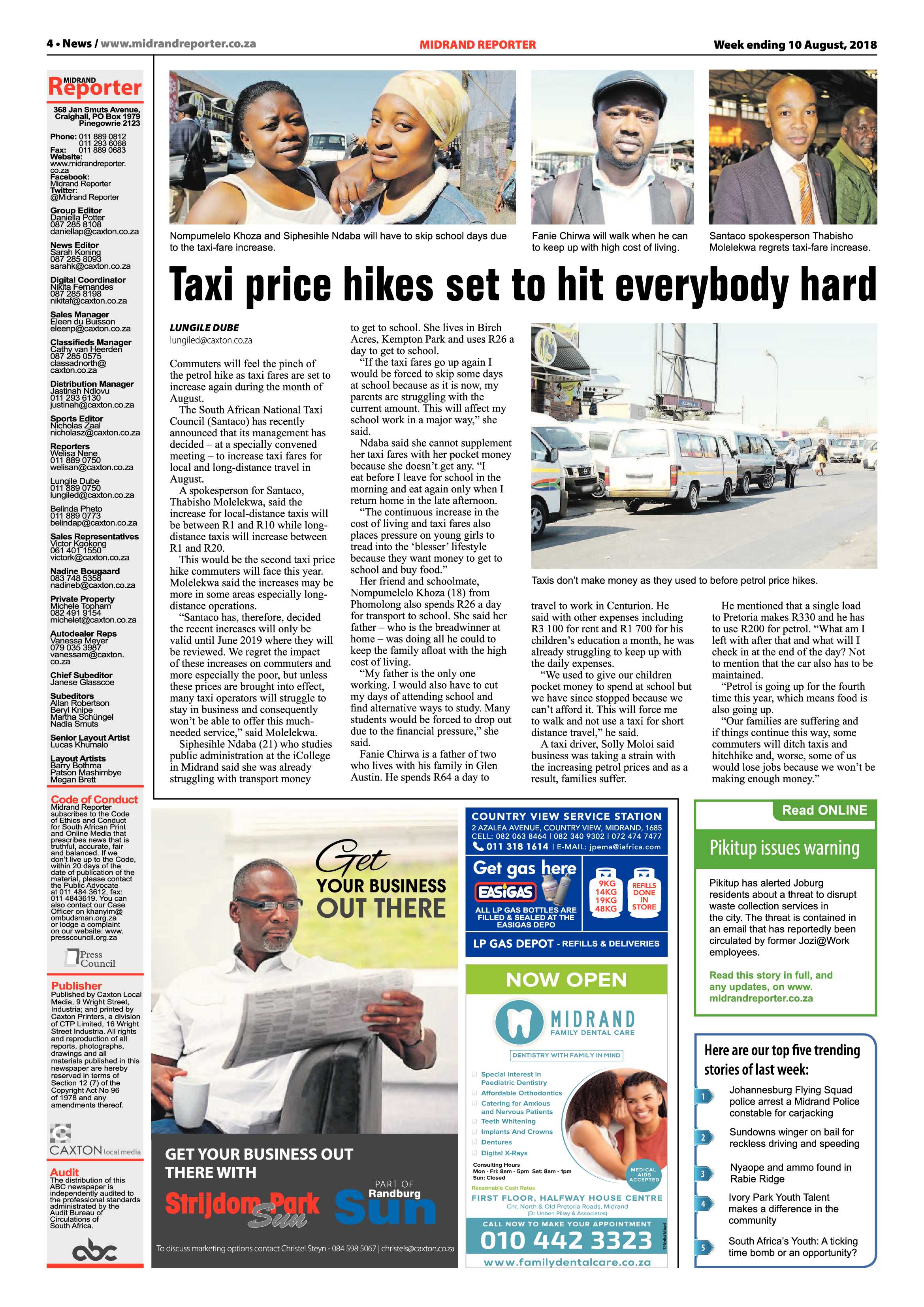 Midrand Reporter 10 August 2018 page 4