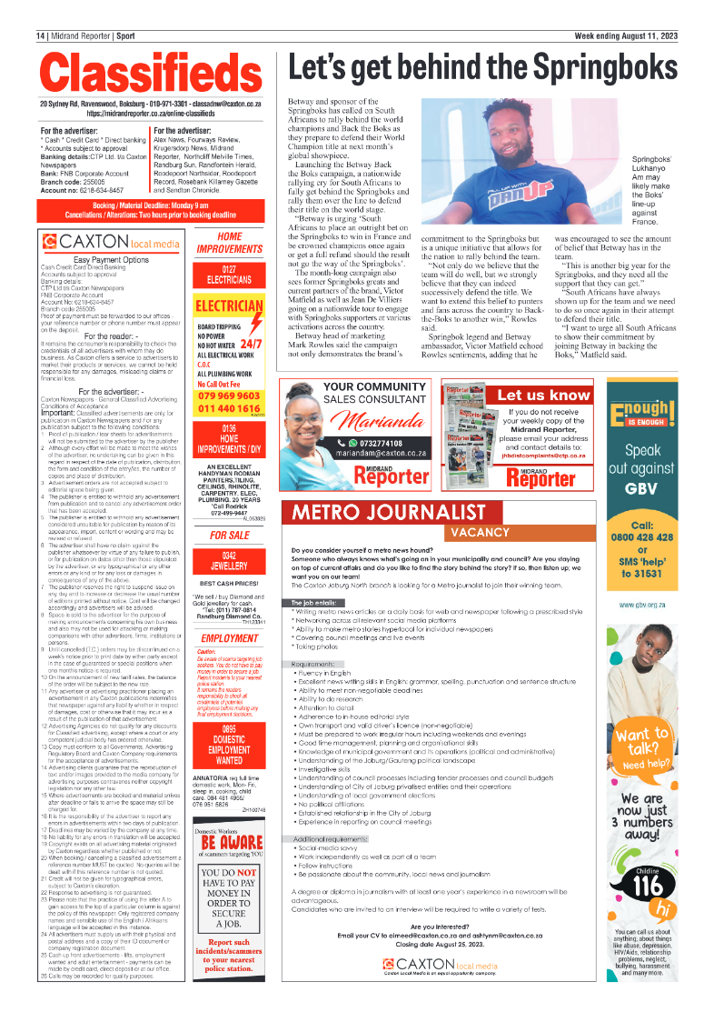 Midrand Reporter 11 August 2023 page 14