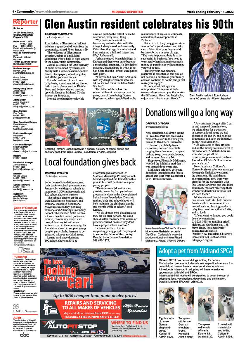 Midrand Reporter 11 February 2022 page 4