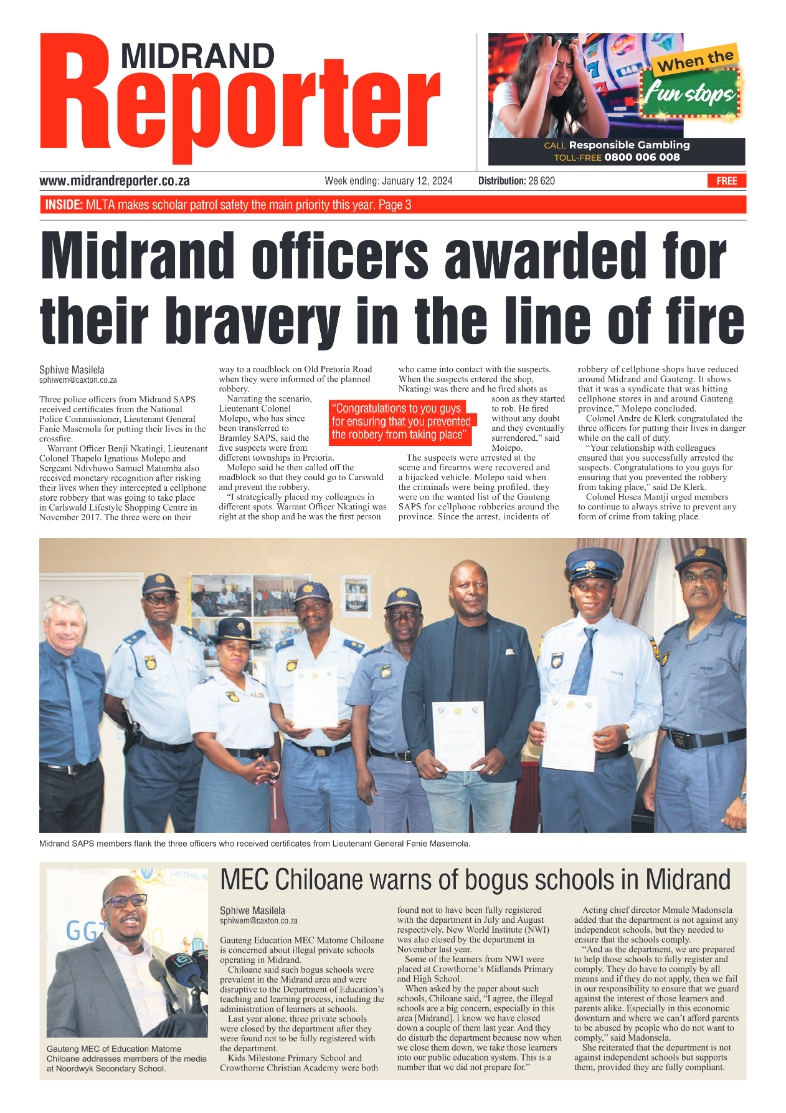 Midrand Reporter 12 January 2024 page 1