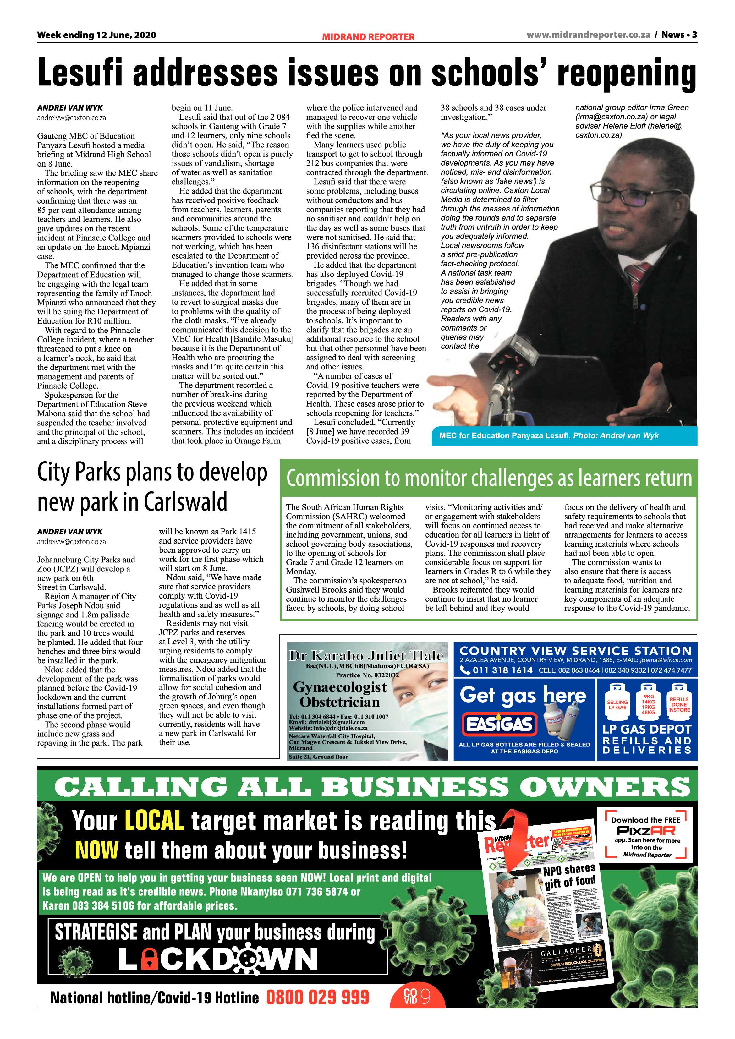 Midrand Reporter 12 June 2020 page 3