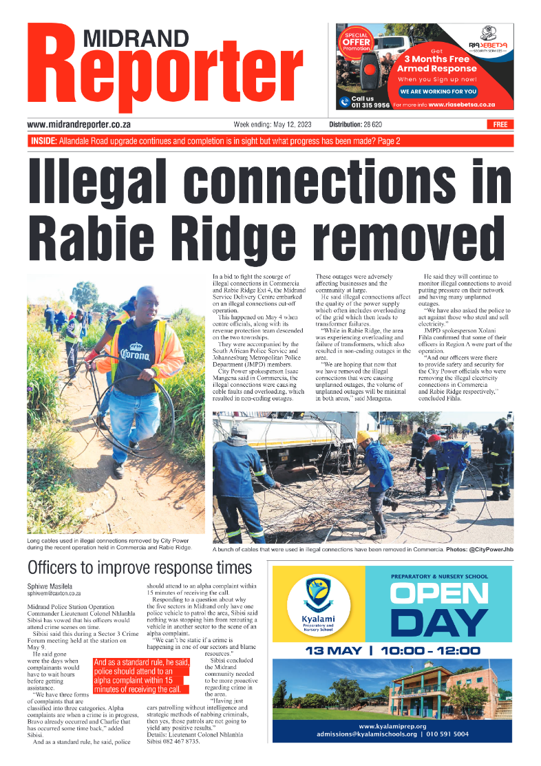 Midrand Reporter 12 May 2023 page 1