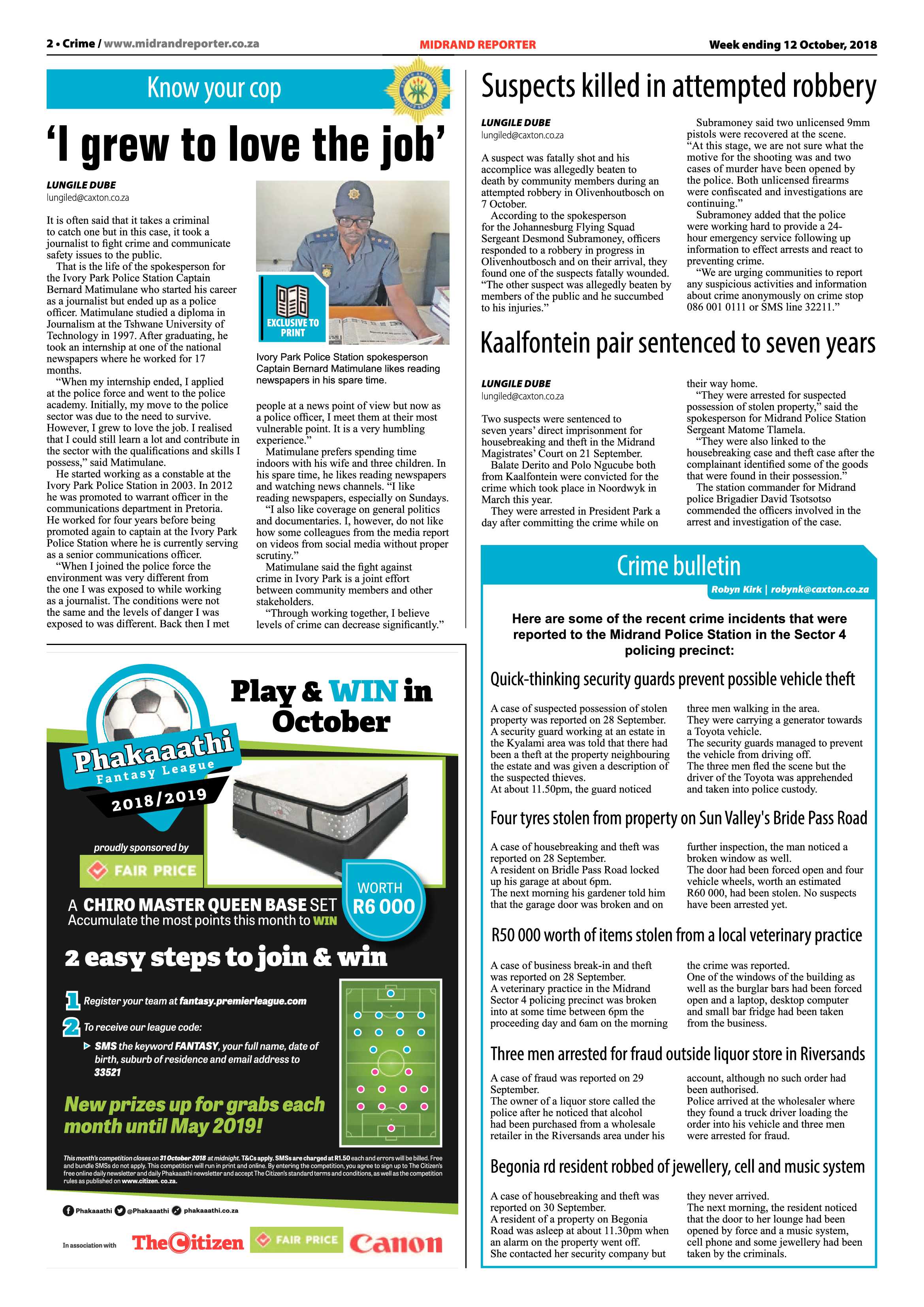 Midrand Reporter 12 October, 2018 page 2