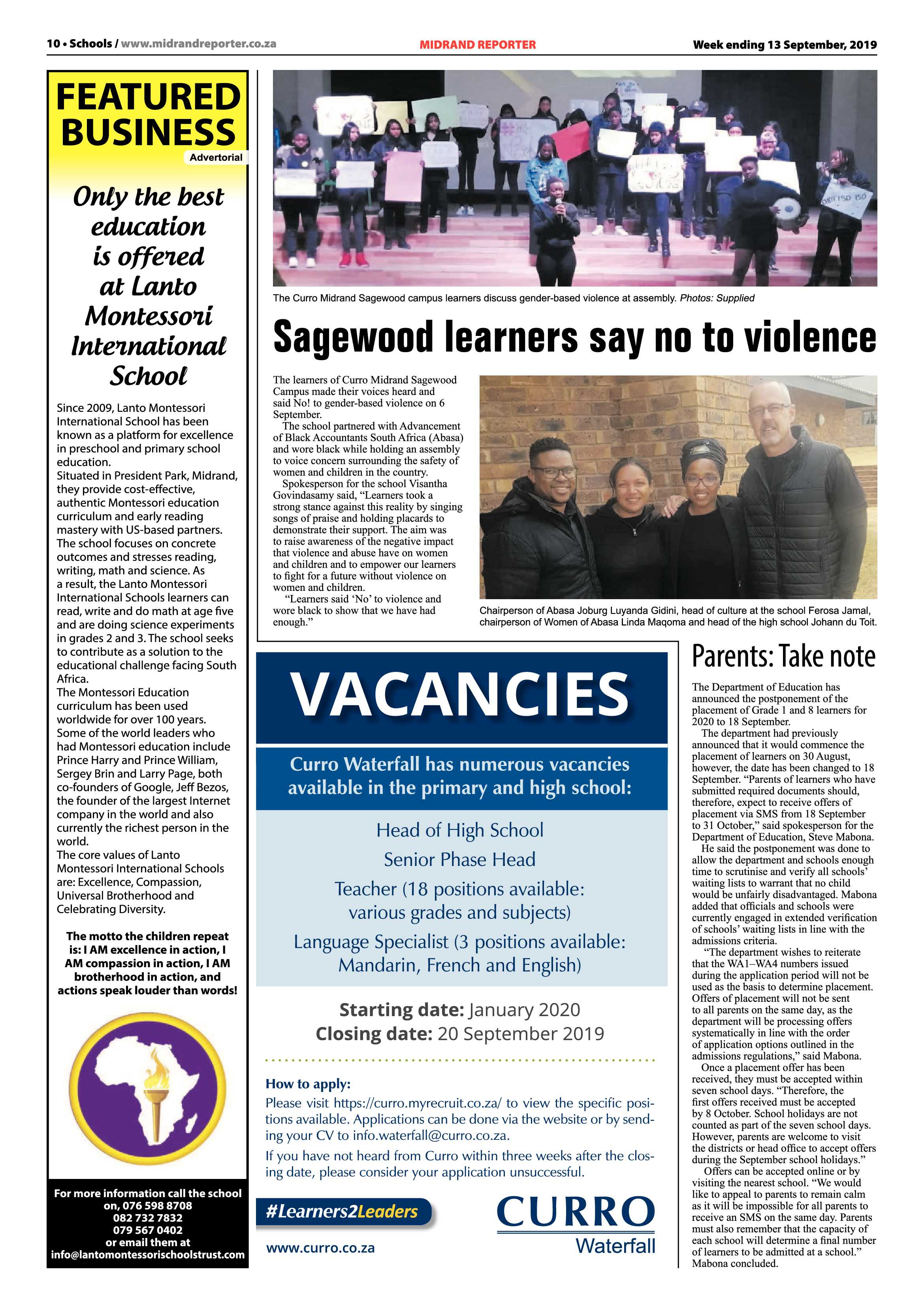 Midrand Reporter 12 September, 2019 page 10