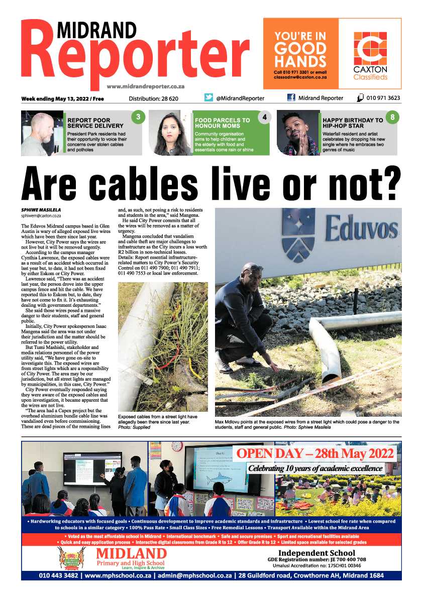 Midrand Reporter 13 May 2022 page 1