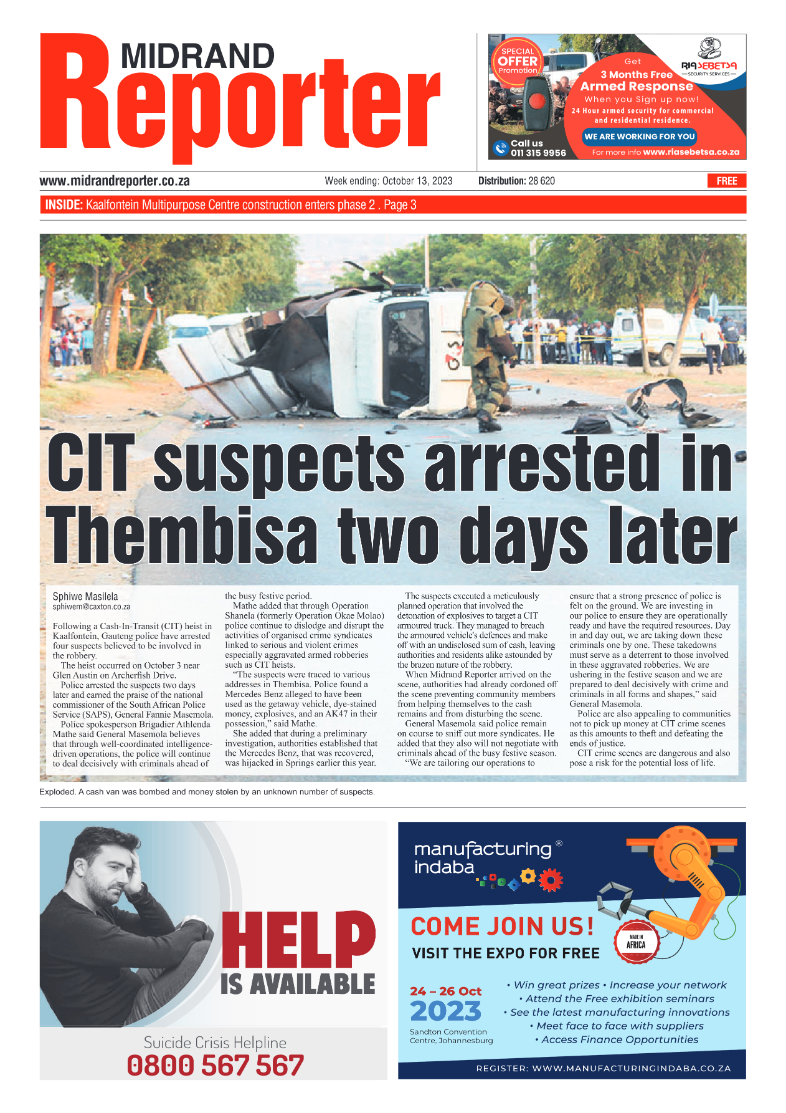 Midrand Reporter 13 October 2023 page 1