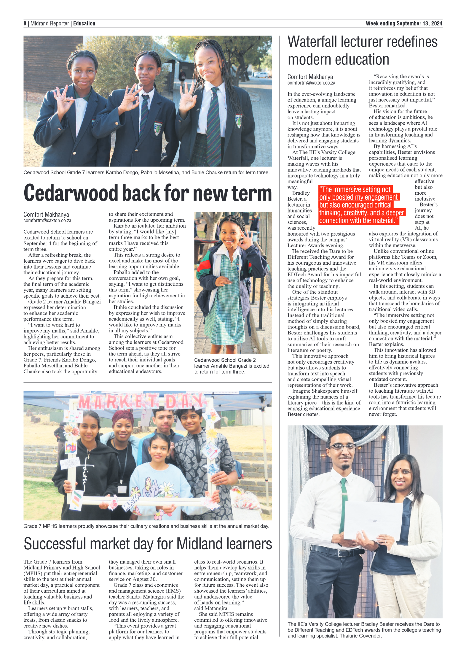 Midrand Reporter 13 September 2024 page 8