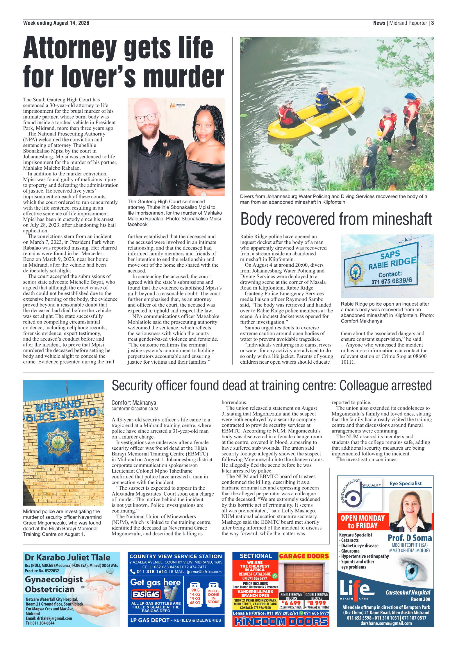 Midrand Reporter 14 August 2026 page 3