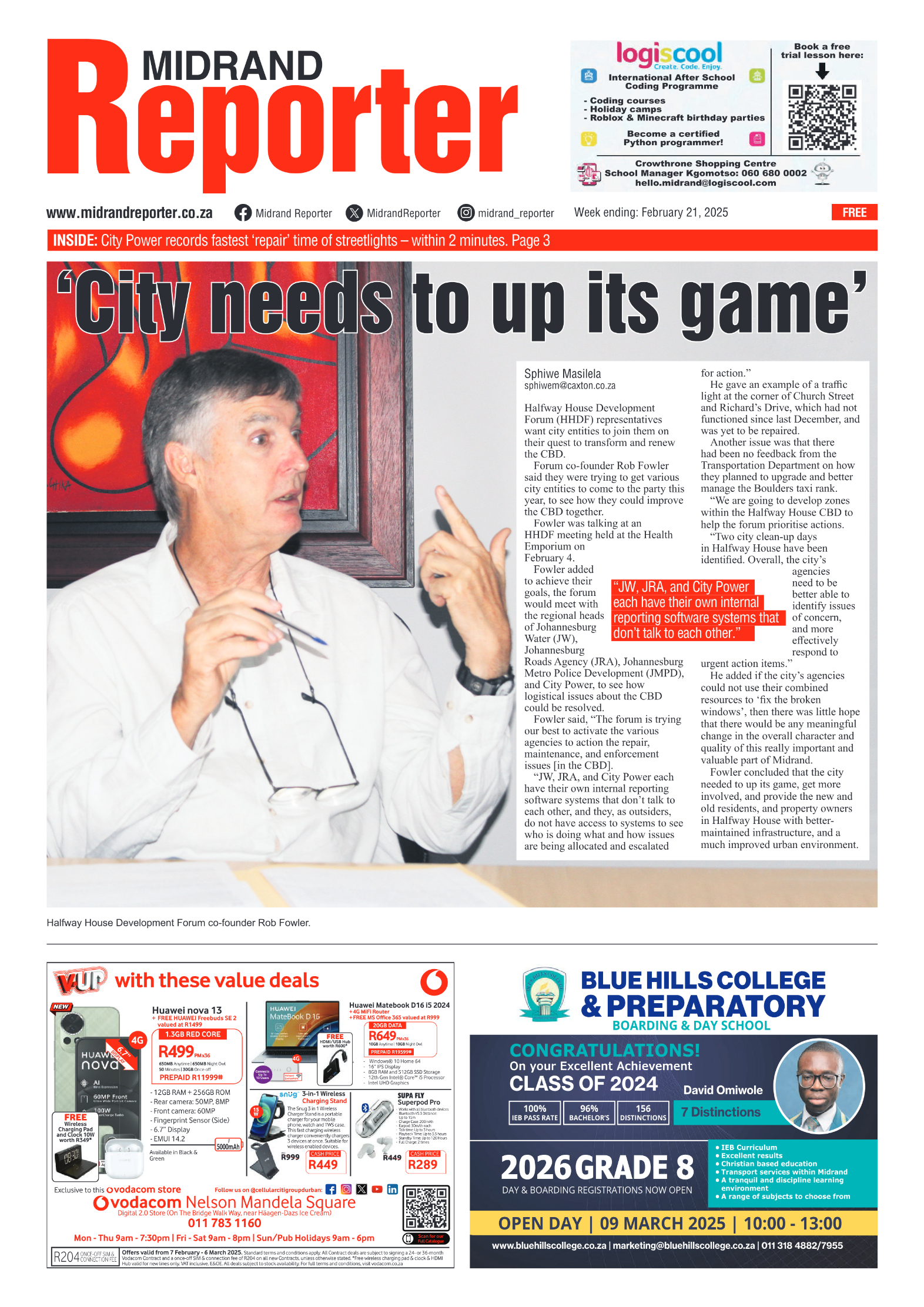 Midrand Reporter 21 February 2025 page 1