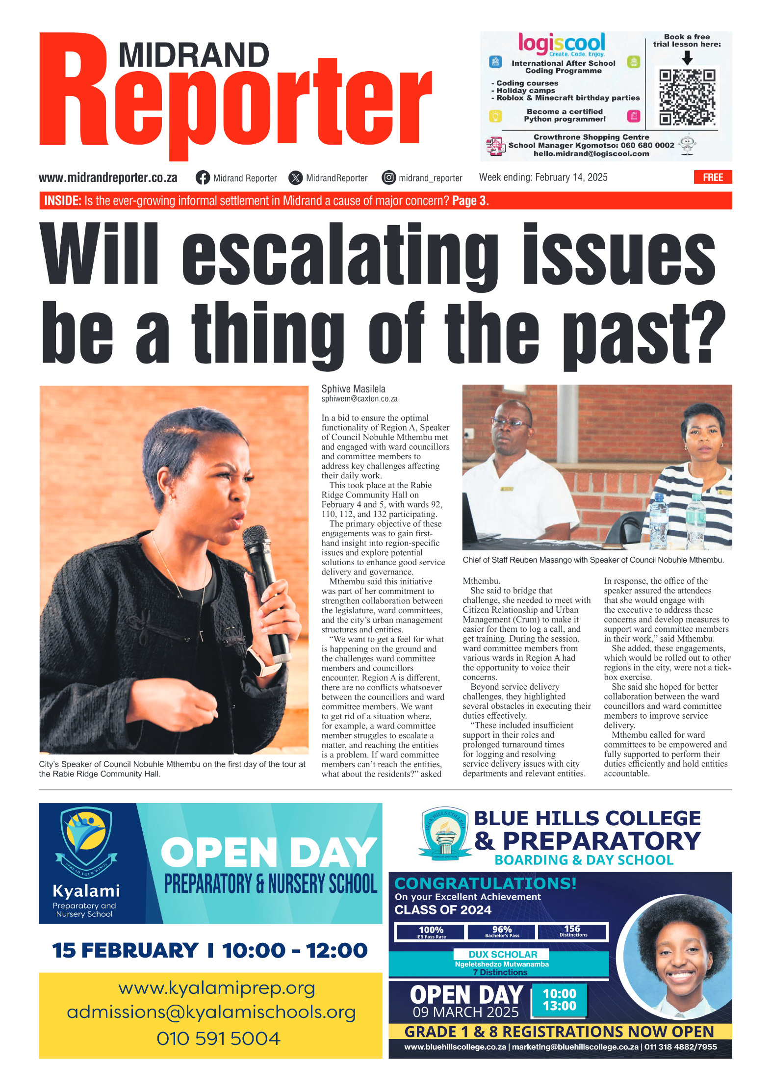 Midrand Reporter 14 February 2025 page 1