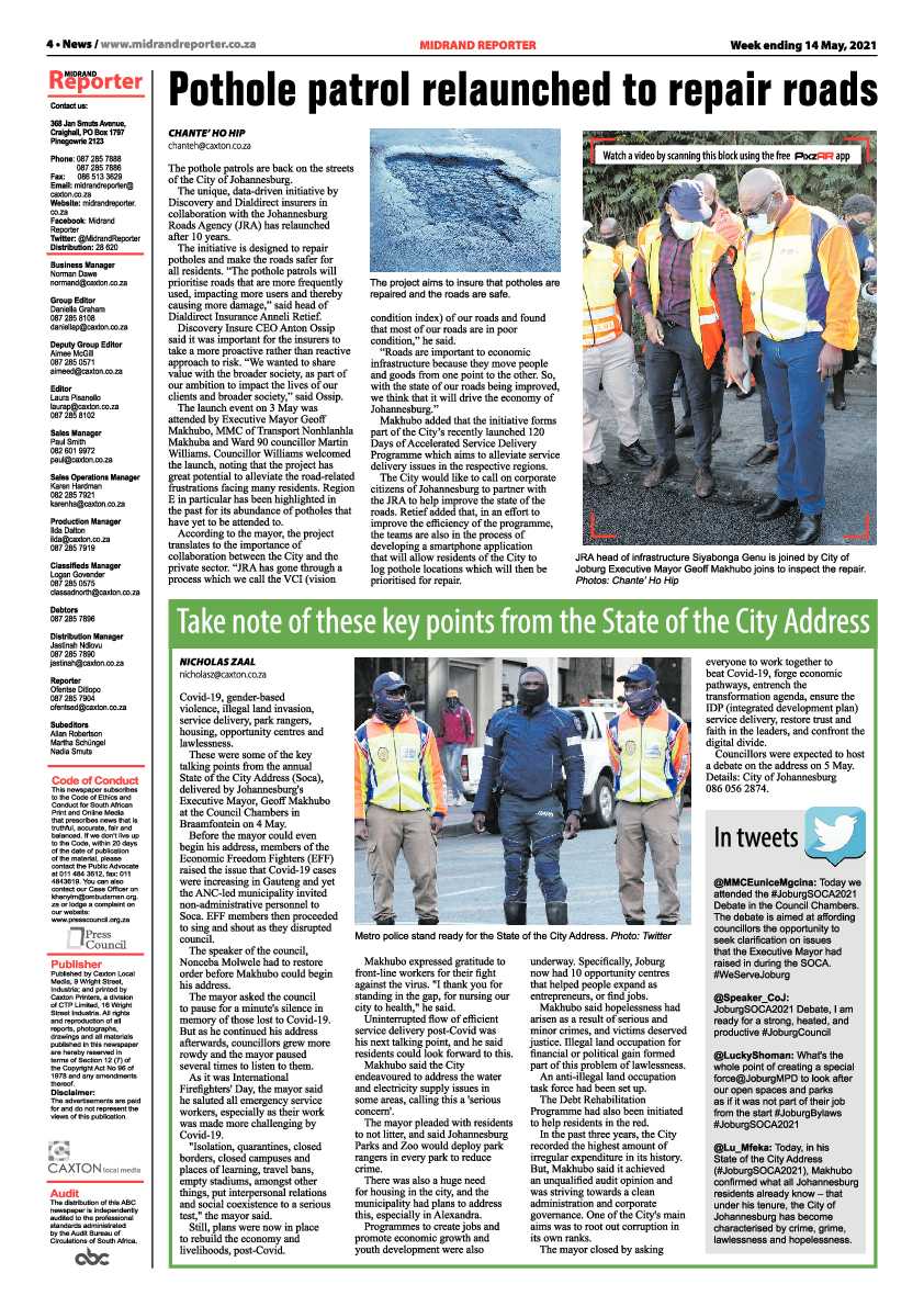 Midrand Reporter 14 May 2021 page 4