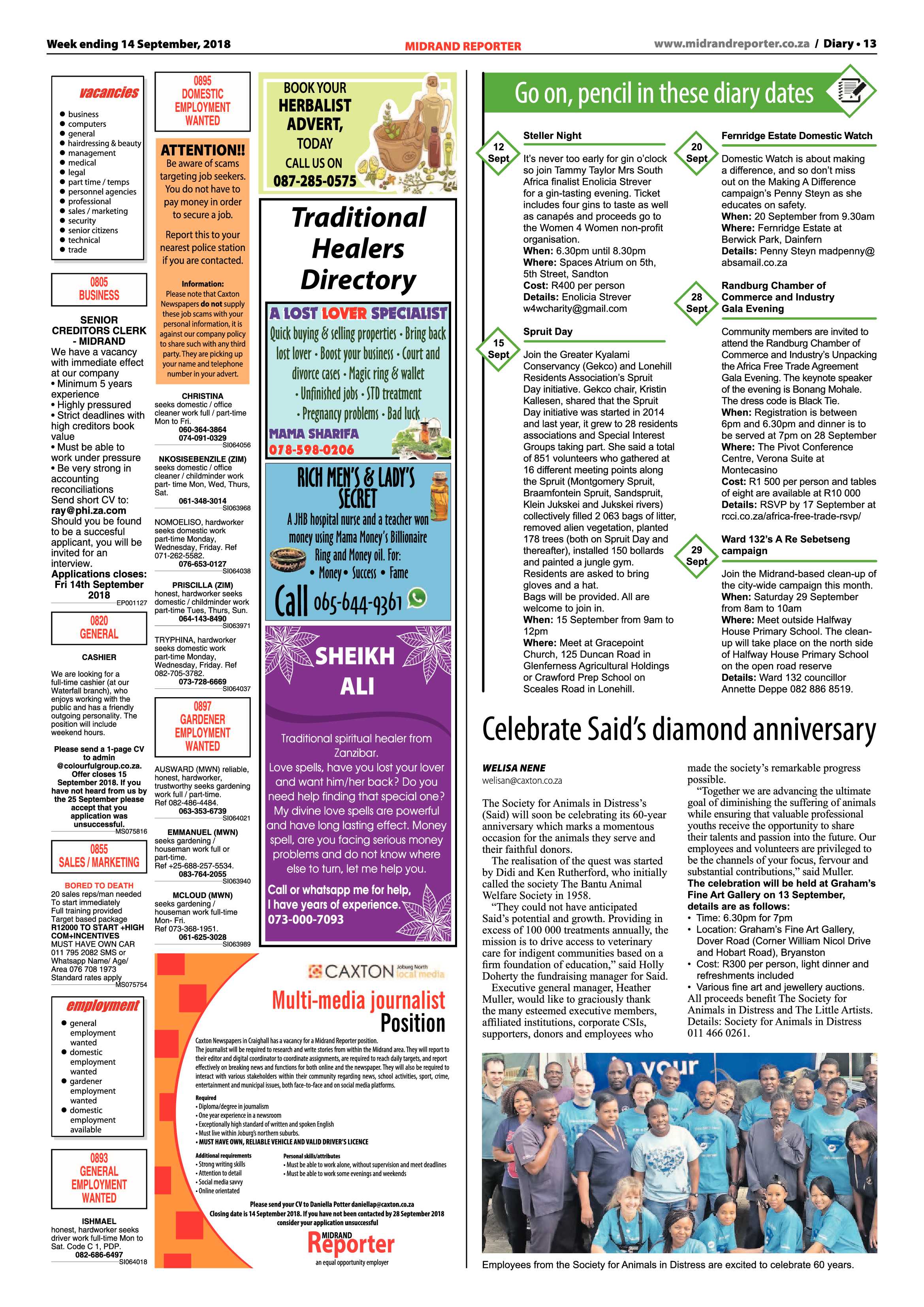 Midrand Reporter 14 September, 2018 page 13