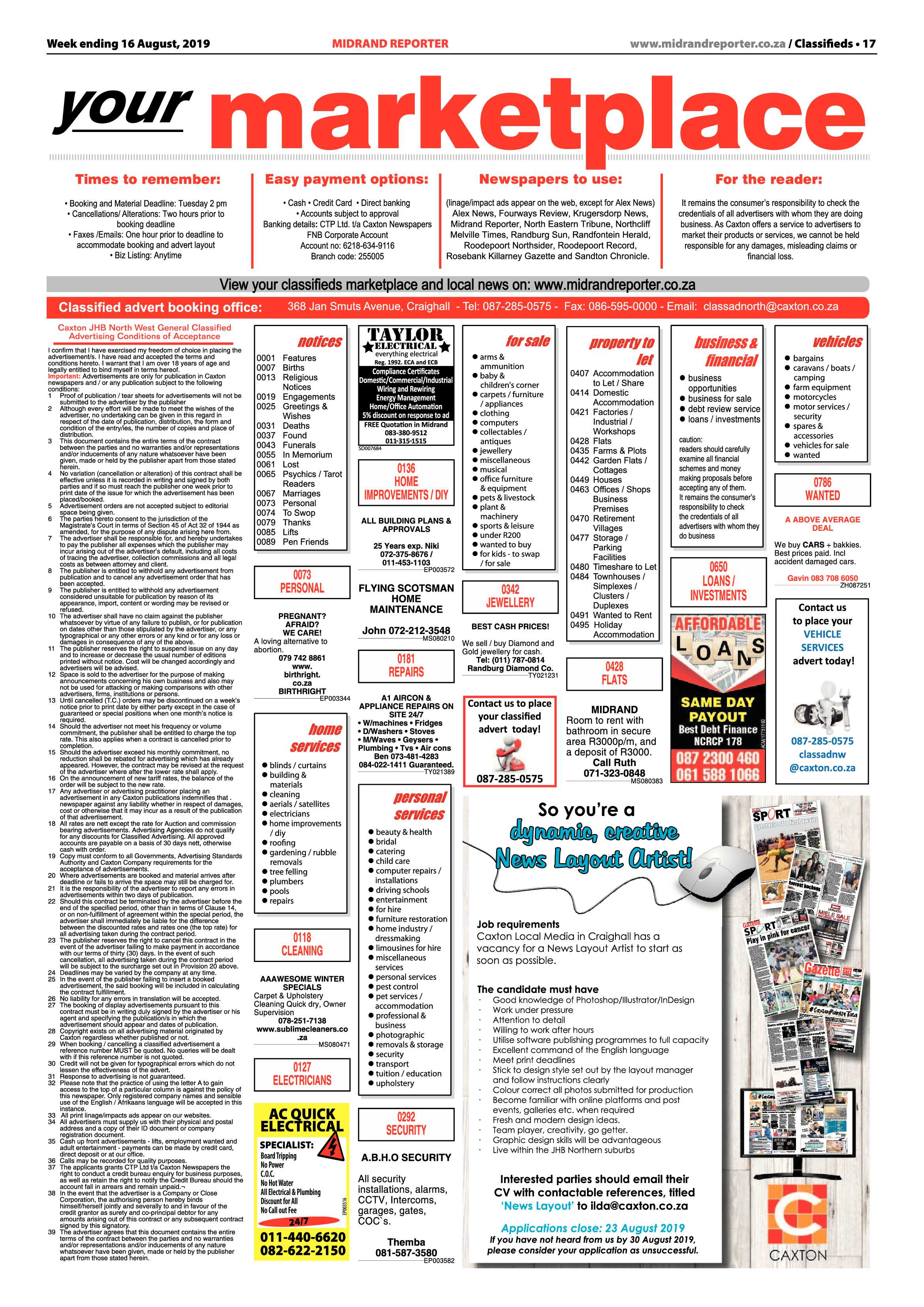 Midrand Reporter 15 August, 2019 page 17