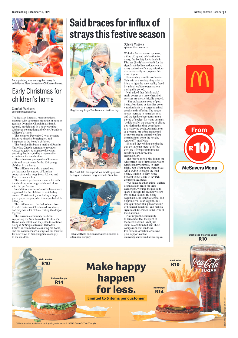Midrand Reporter 15 December 2023 page 3