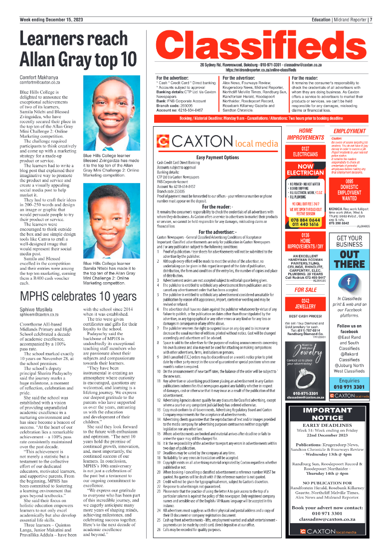 Midrand Reporter 15 December 2023 page 7