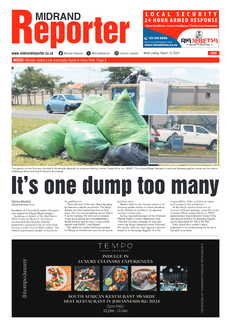 Midrand Reporter 15 March 2024 page 1