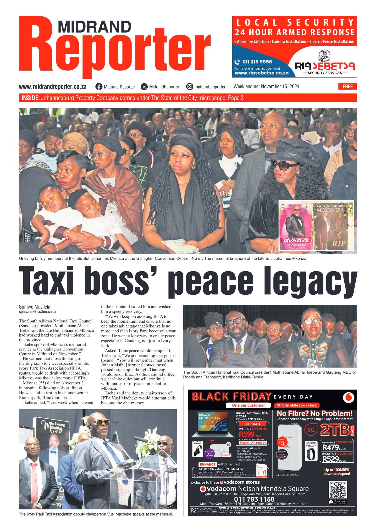 Midrand Reporter 15 November 2024 page 1