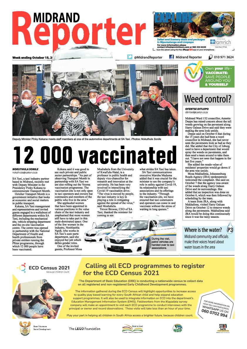 Midrand Reporter 15 October 2021 page 1