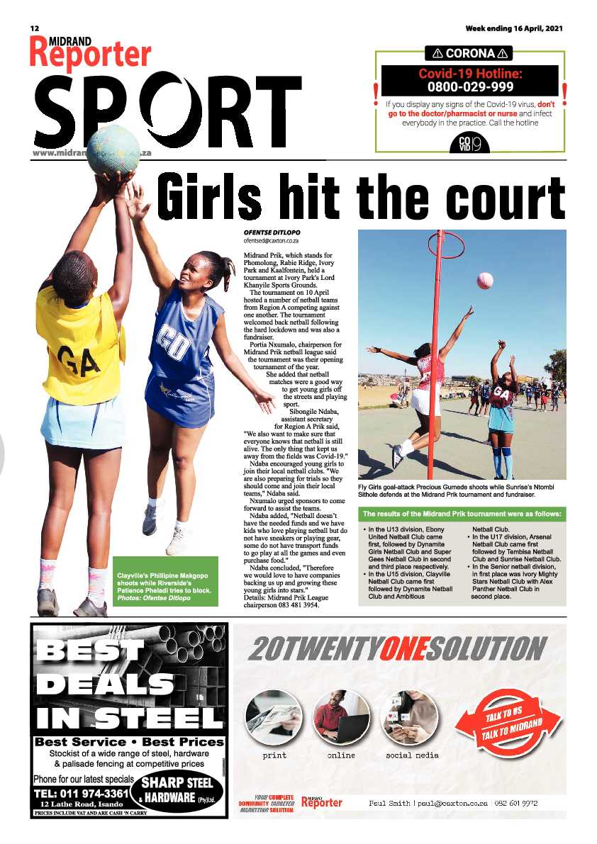 Midrand Reporter 16 April 2021 page 12