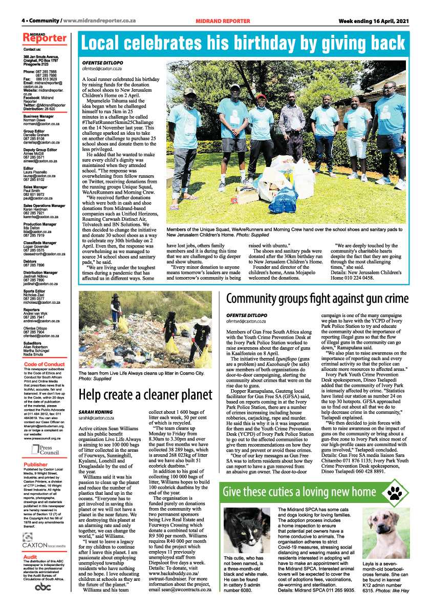 Midrand Reporter 16 April 2021 page 4