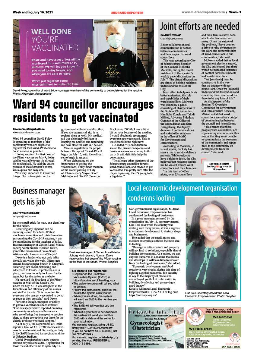 Midrand Reporter 16 July 2021 page 3