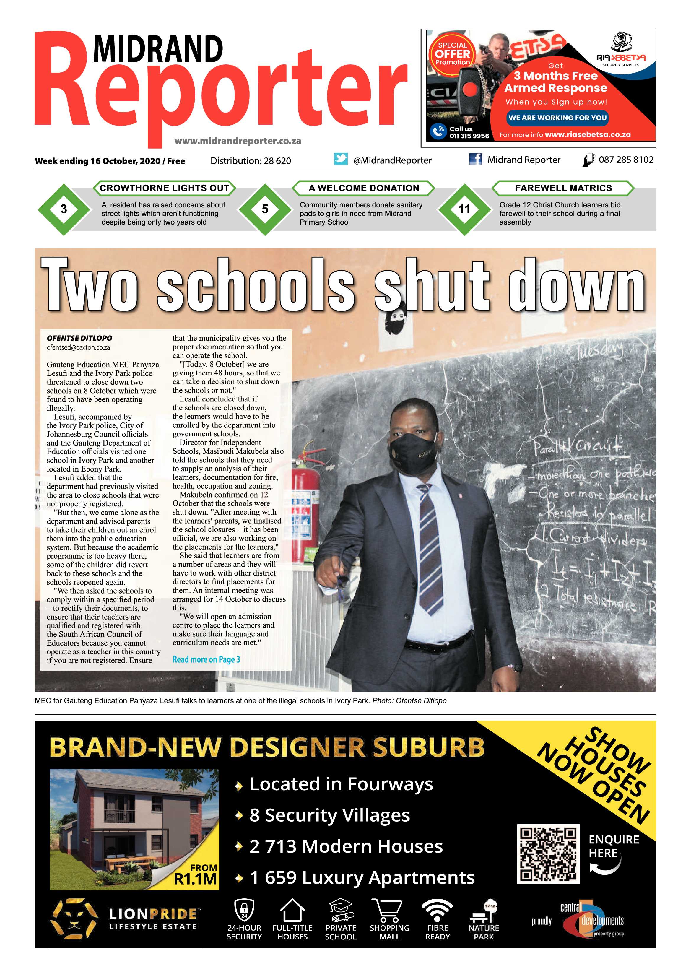 Midrand Reporter 16 October 2020 page 1