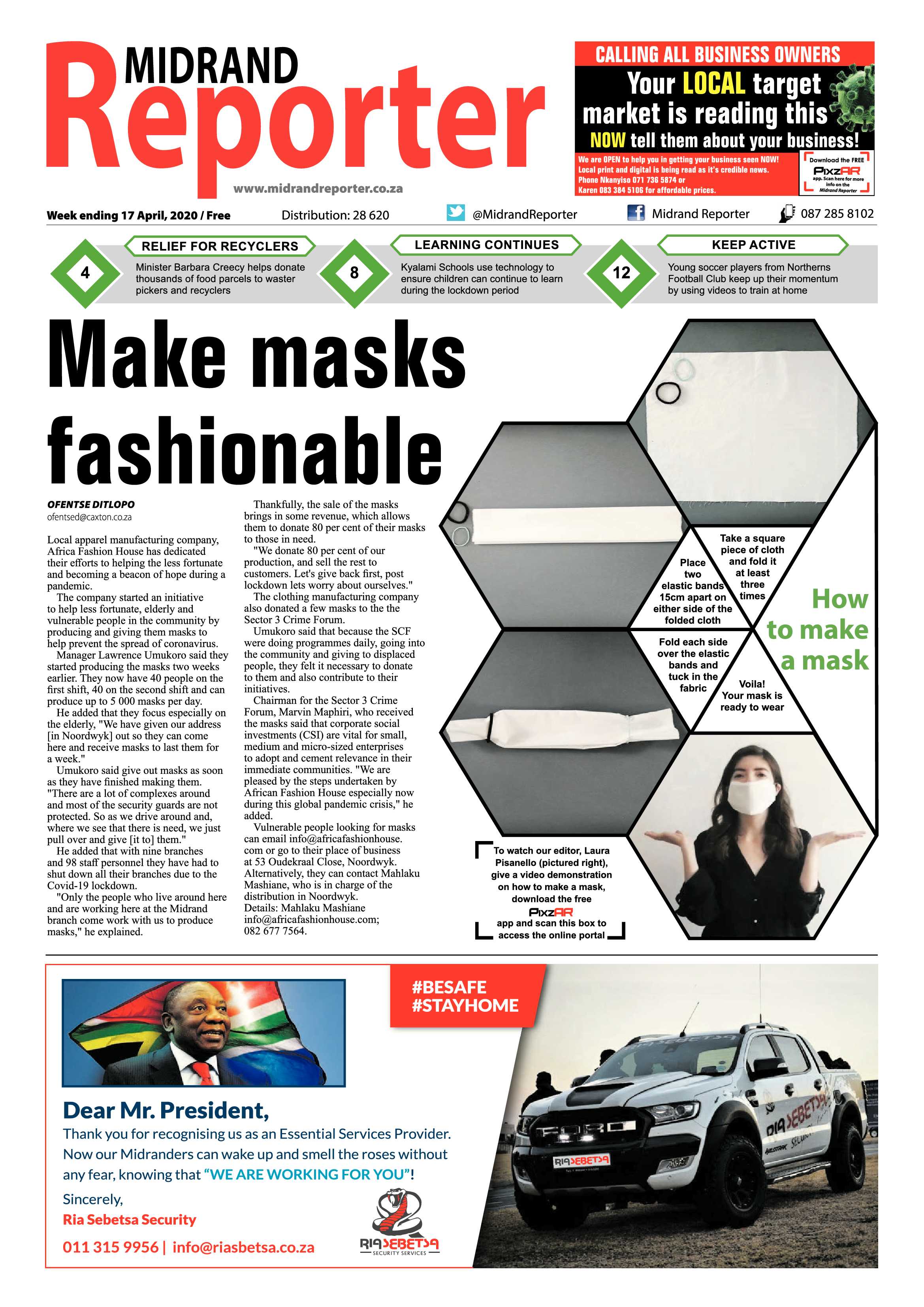 Midrand Reporter 17 April 2020 page 1