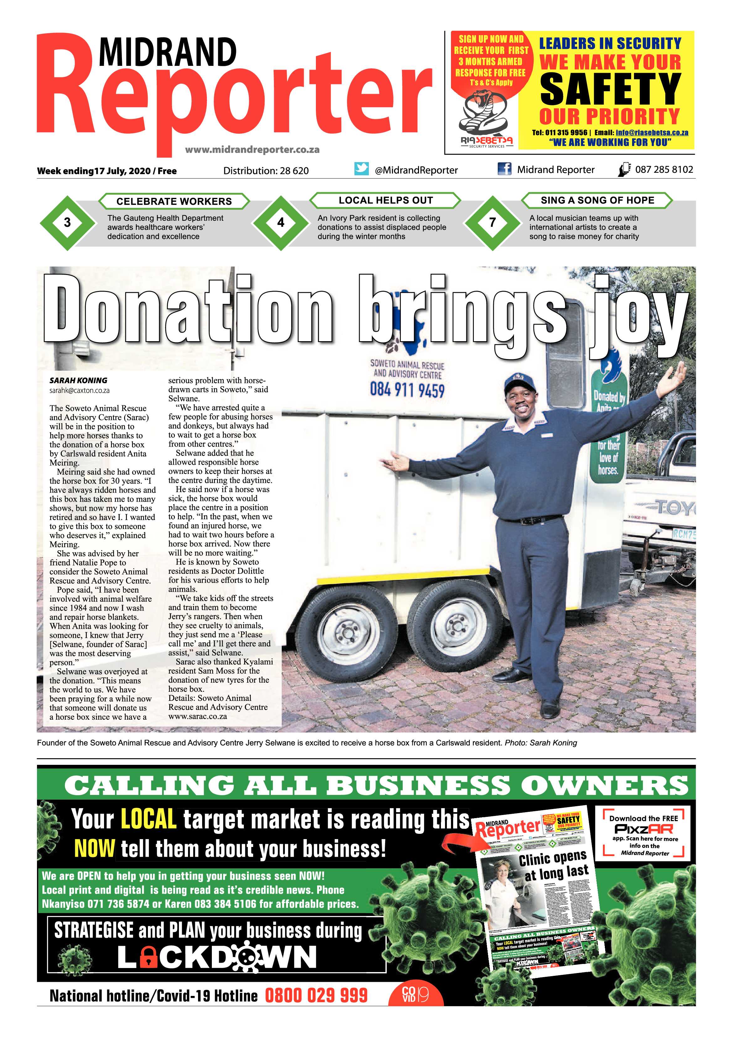 Midrand Reporter 17 July 2020 page 1