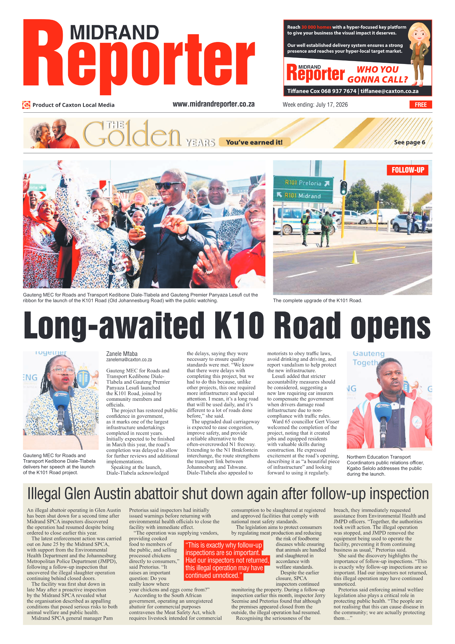 Midrand Reporter 17 July 2026 page 1