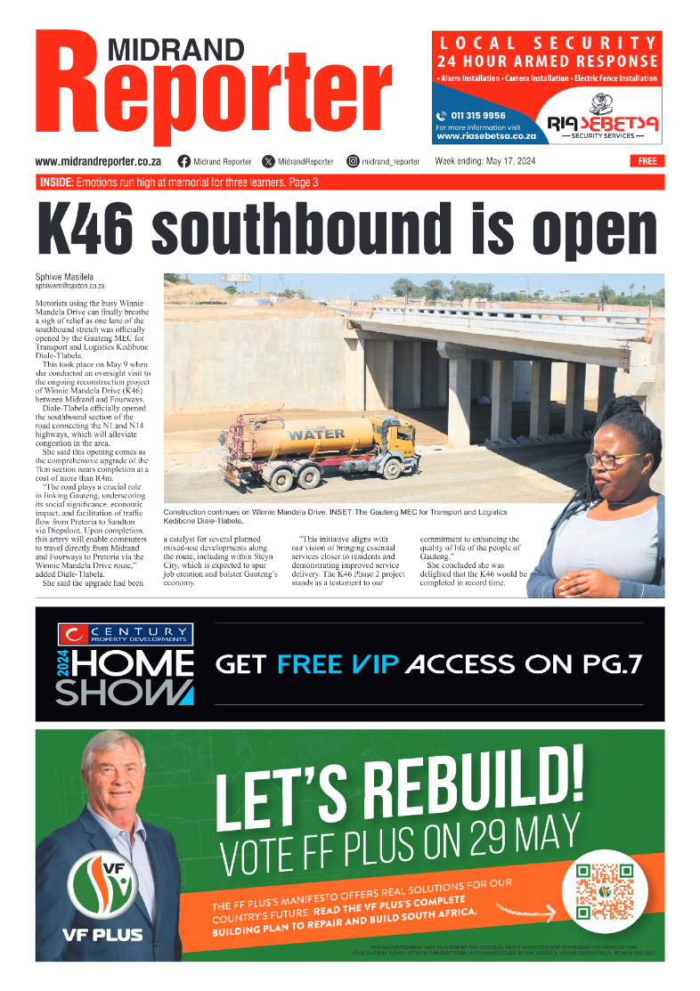 Midrand Reporter 17 May 2024 page 1