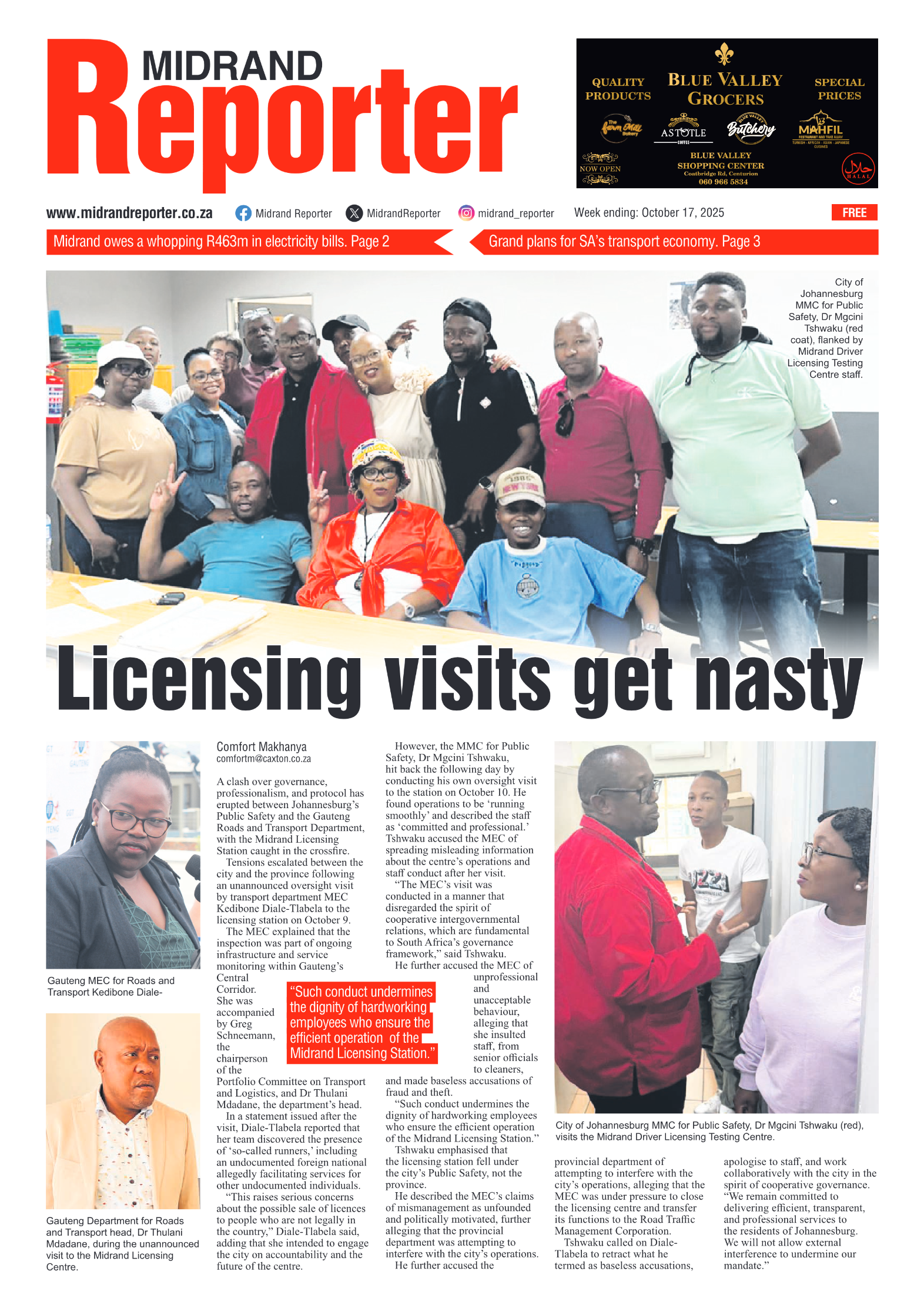 Midrand Reporter 17 October 2025 page 1
