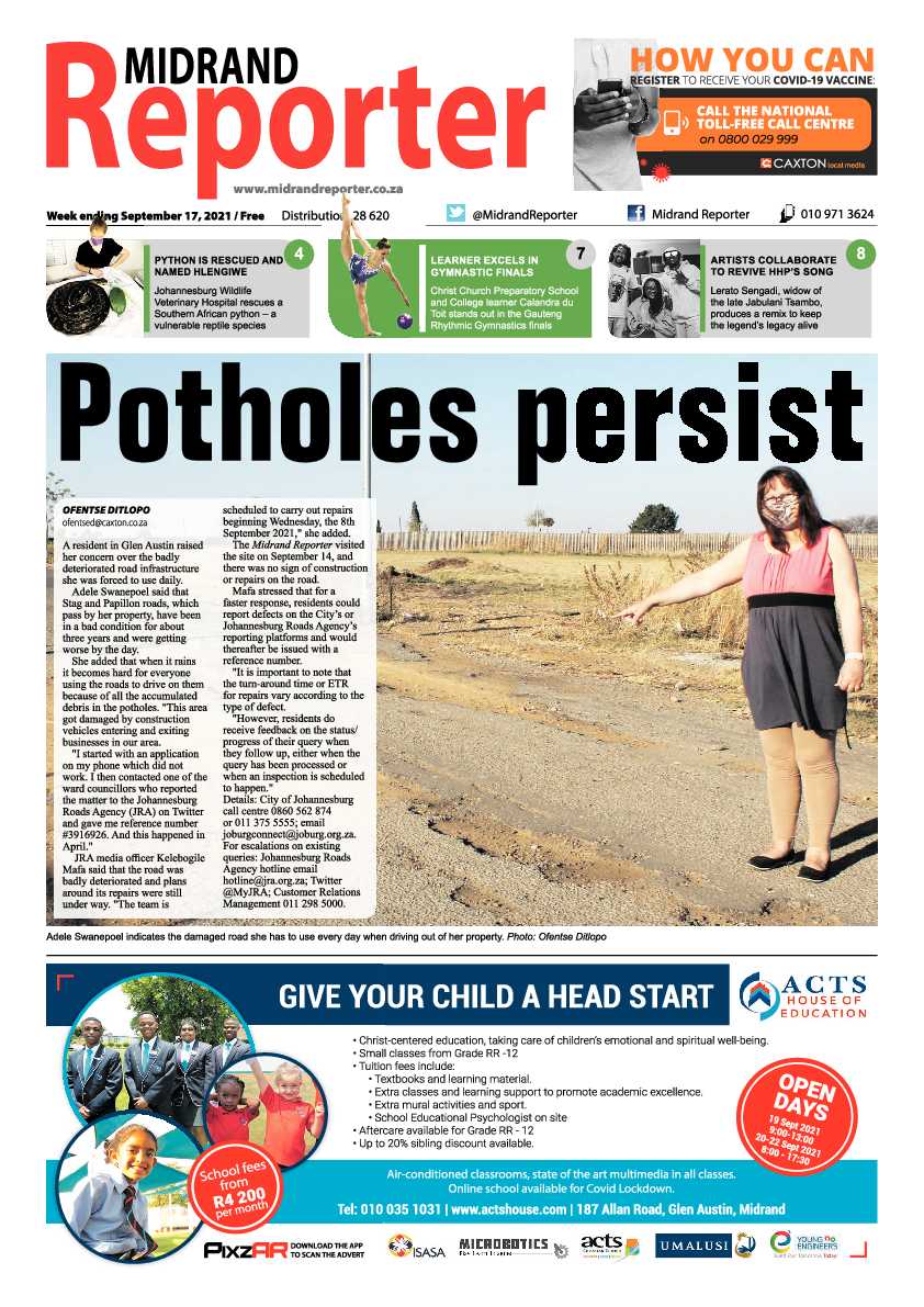 Midrand Reporter 17 September 2021 page 1