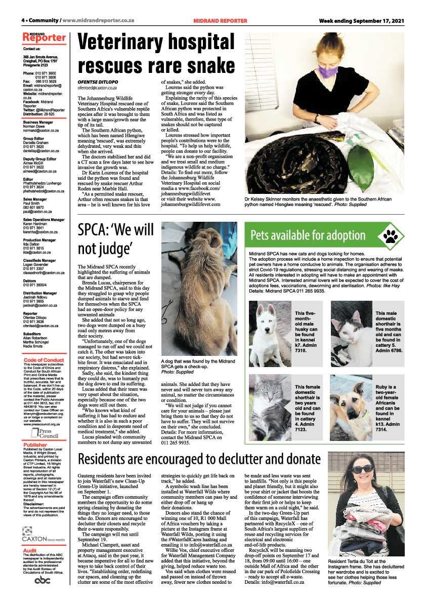 Midrand Reporter 17 September 2021 page 4