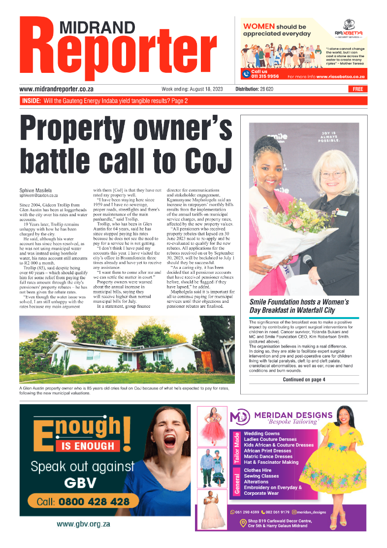 Midrand Reporter 18 August 2023 page 1