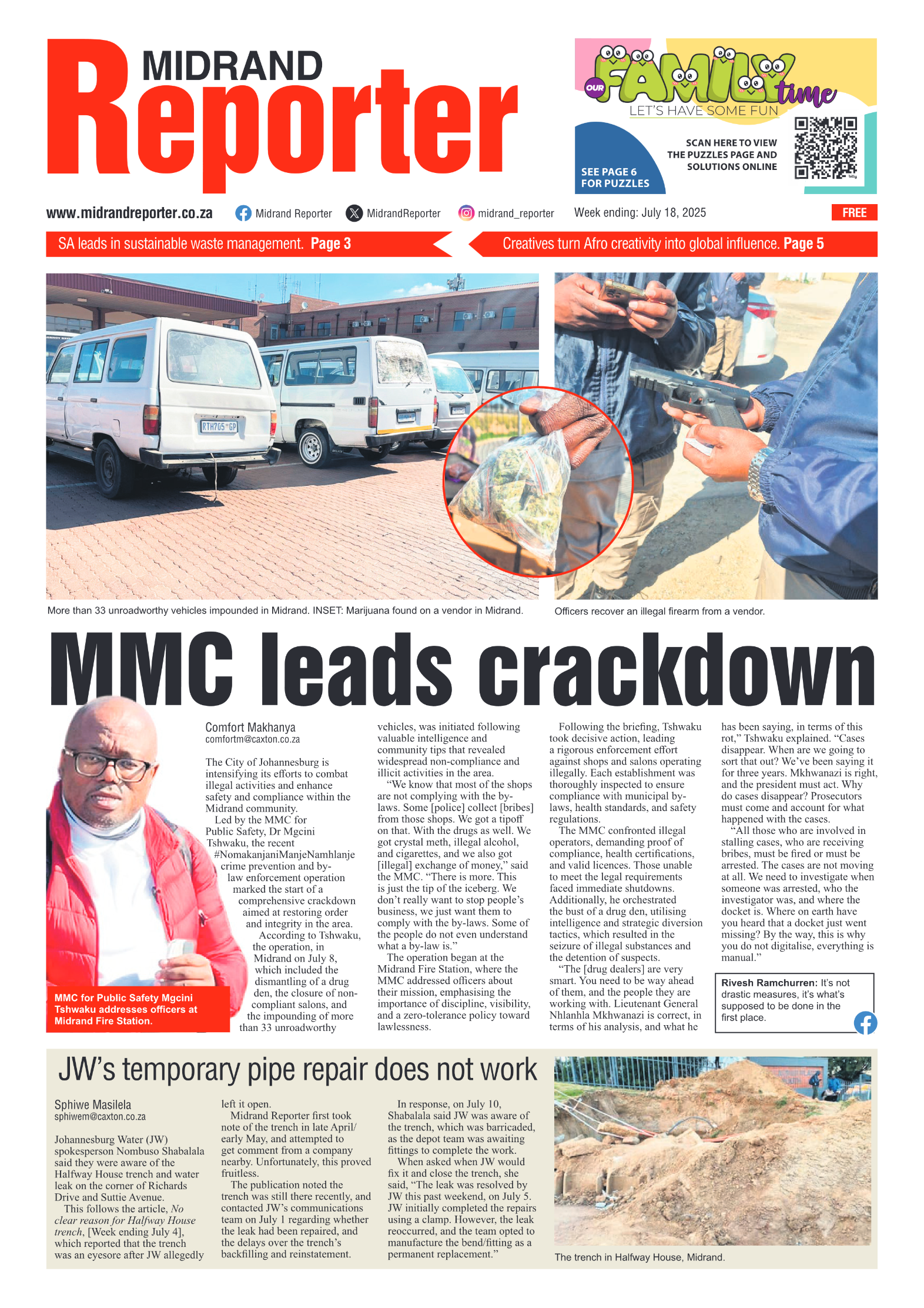 Midrand Reporter 18 July 2025 page 1