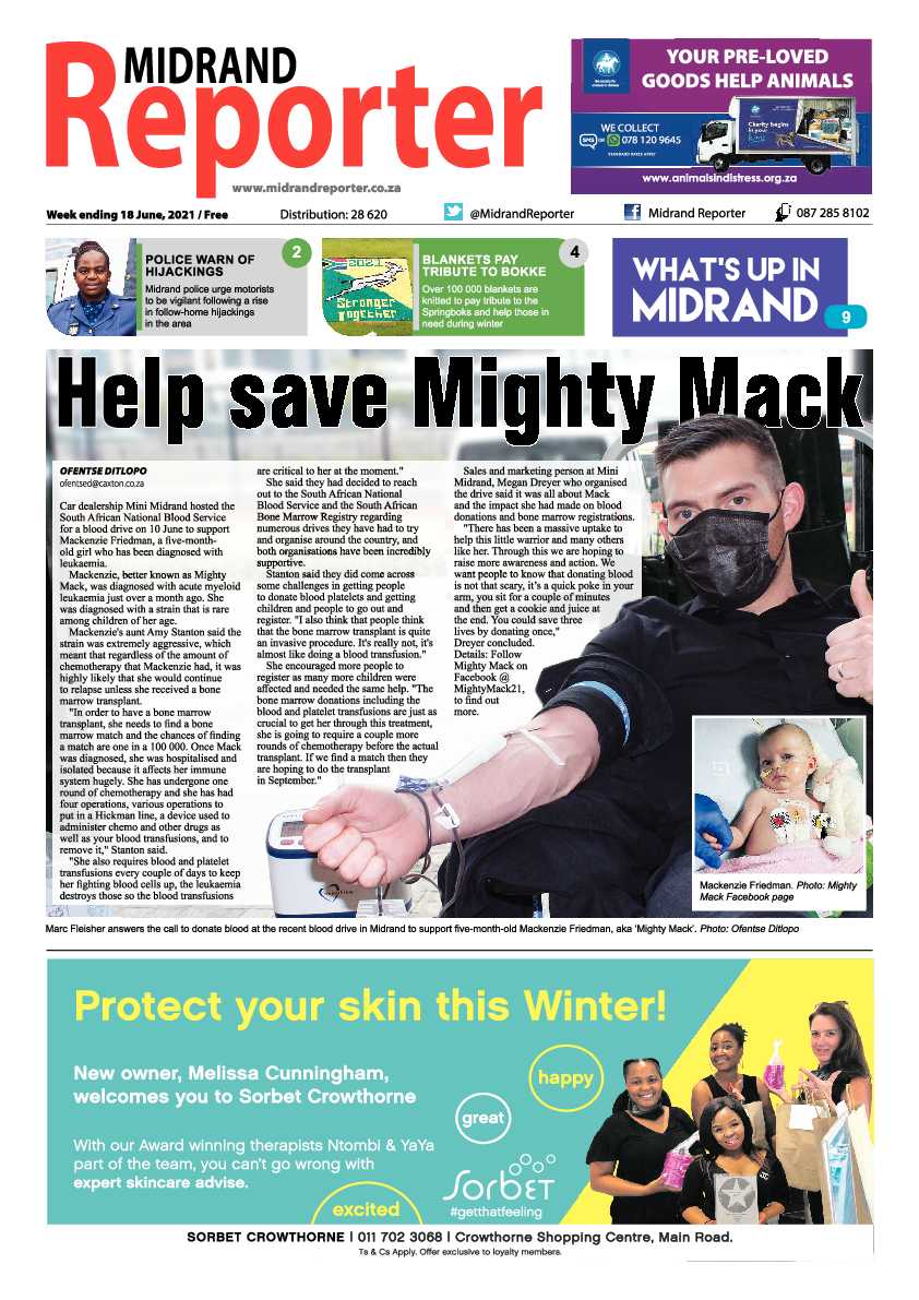 Midrand Reporter 18 June 2021 page 1