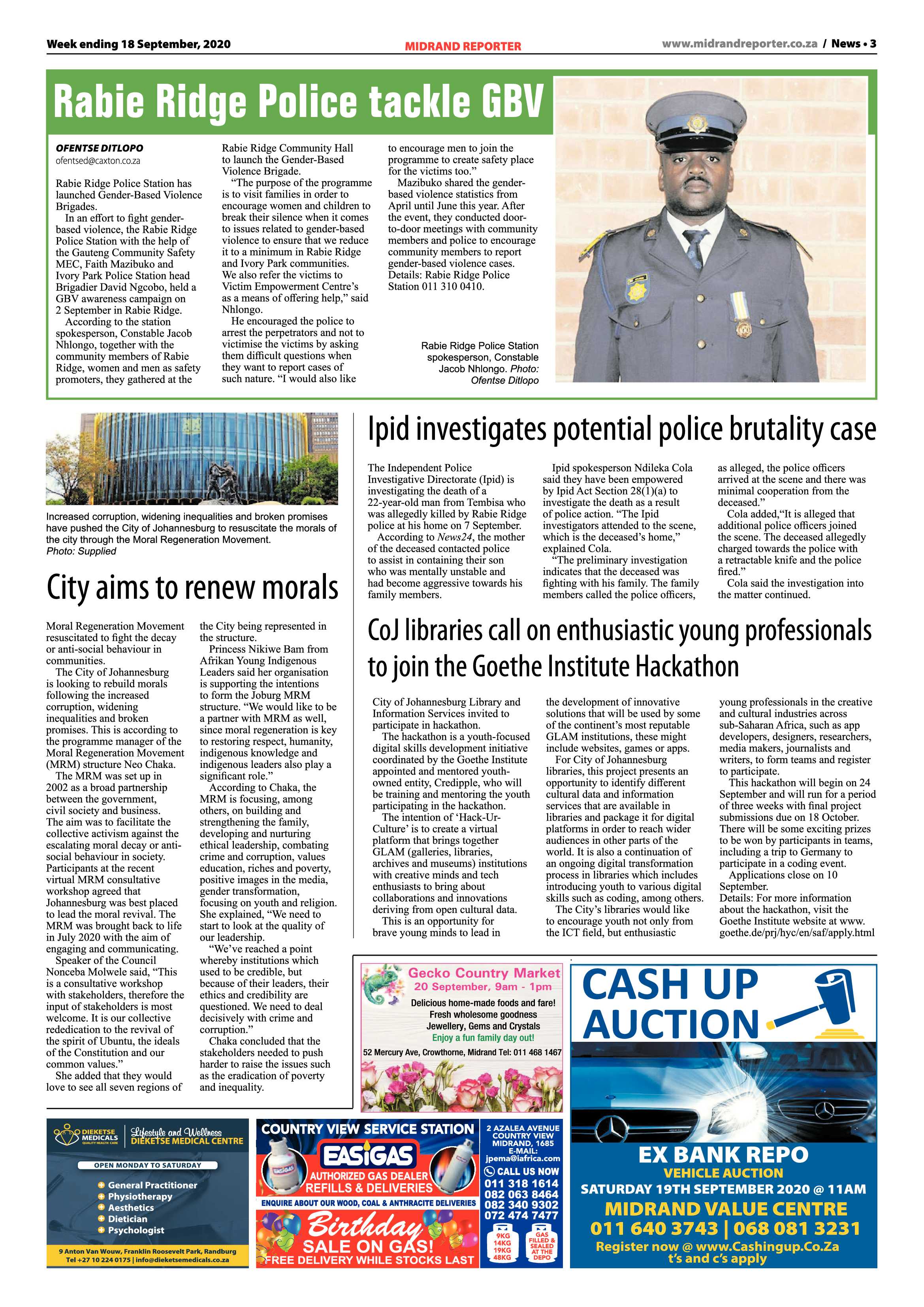 Midrand Reporter 18 September 2020 page 3
