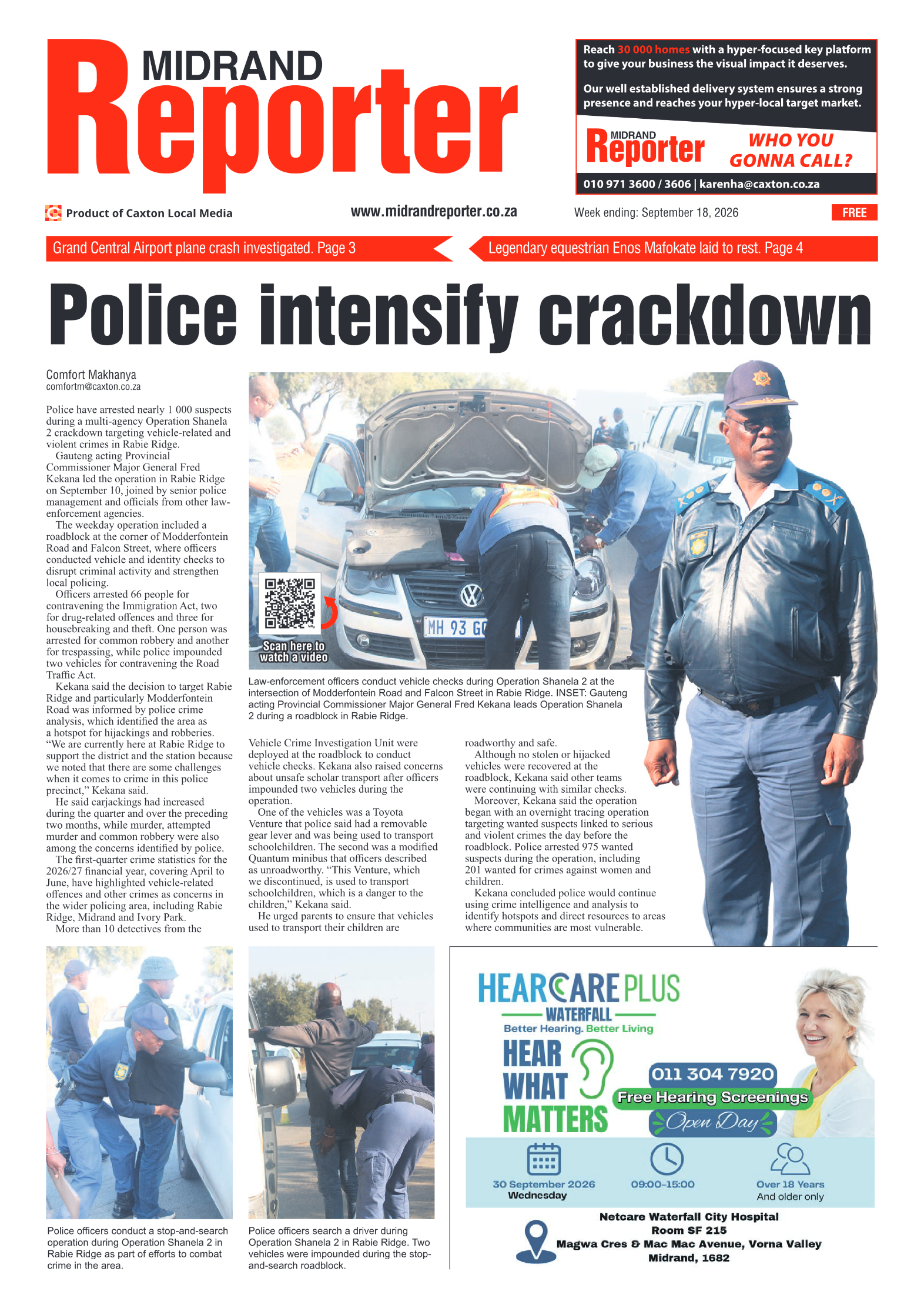 Midrand Reporter 18 September 2026 page 1