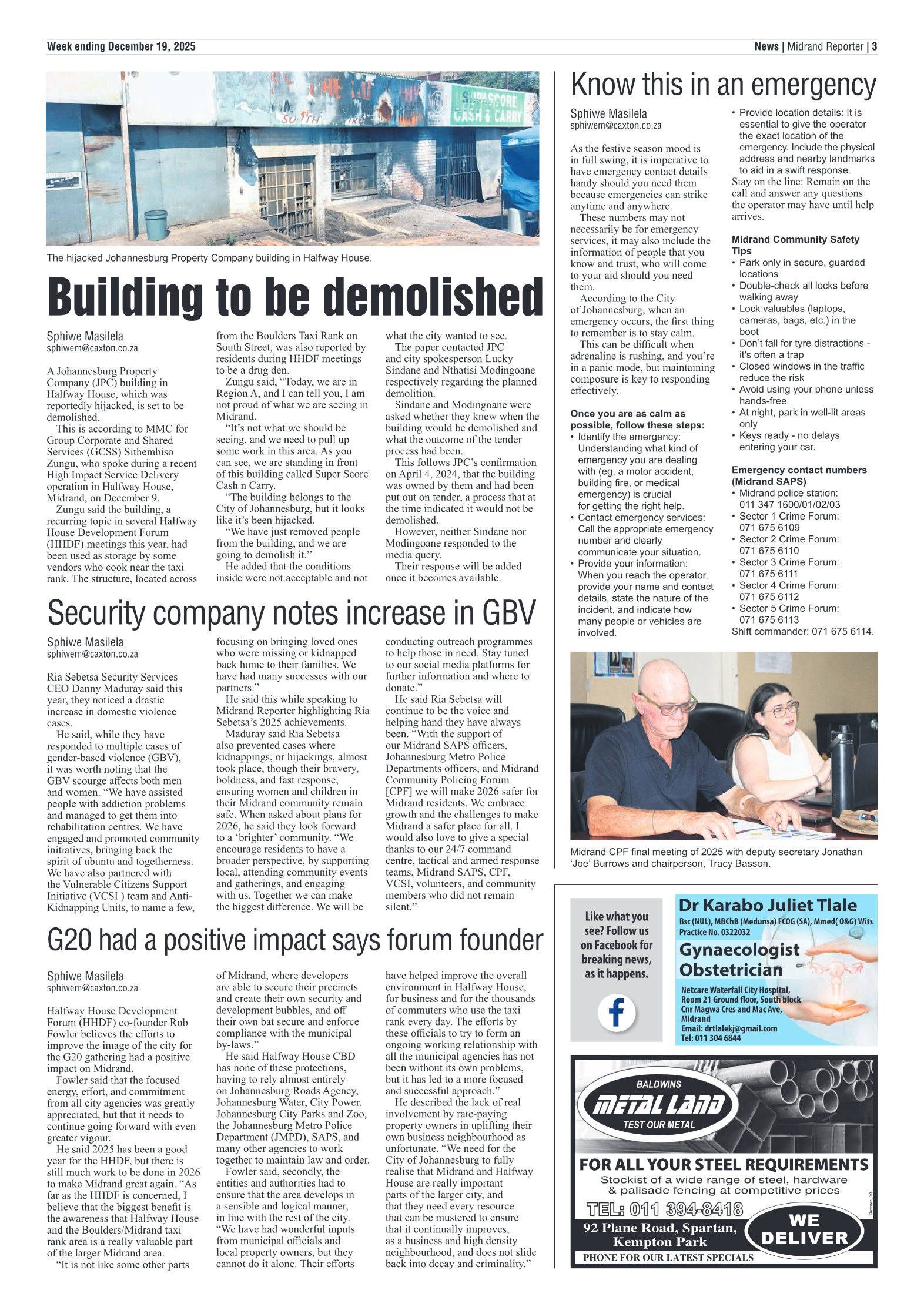 Midrand Reporter 19 December 2025 page 3