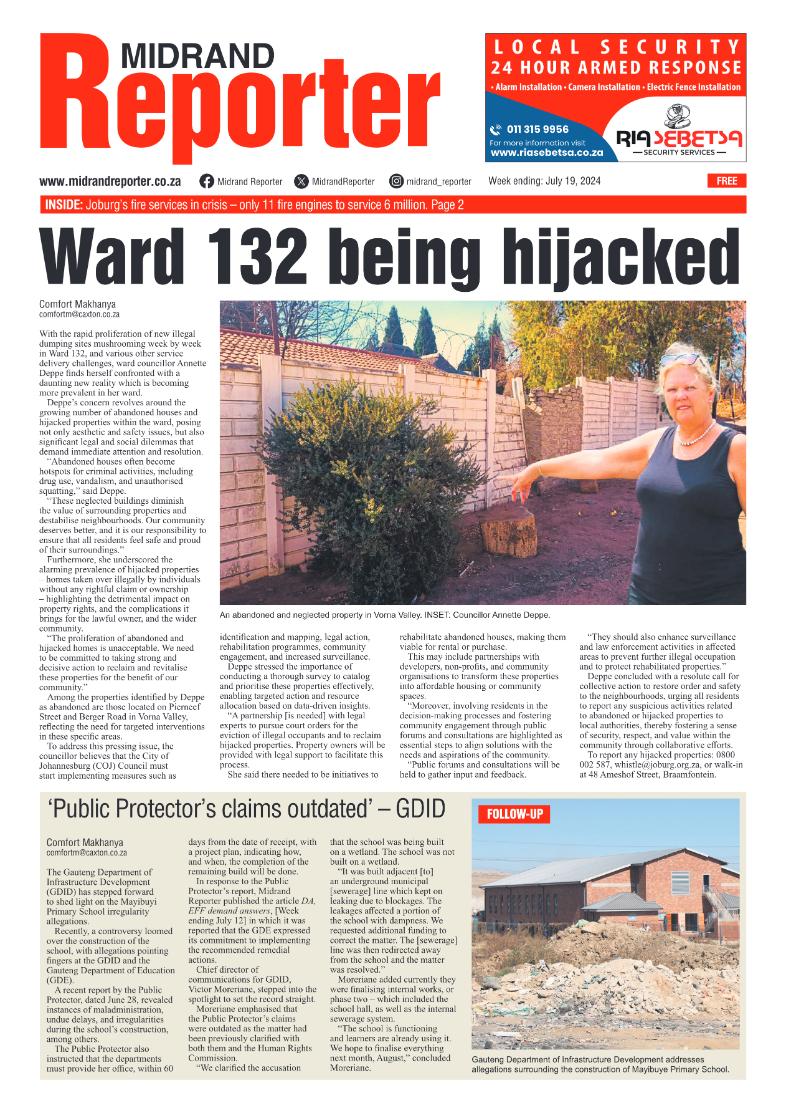 Midrand Reporter 19 July 2024 page 1