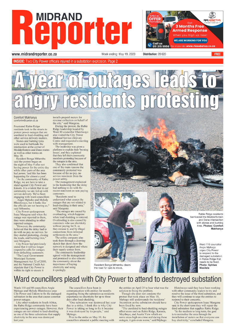 Midrand Reporter 19 May 2023 page 1