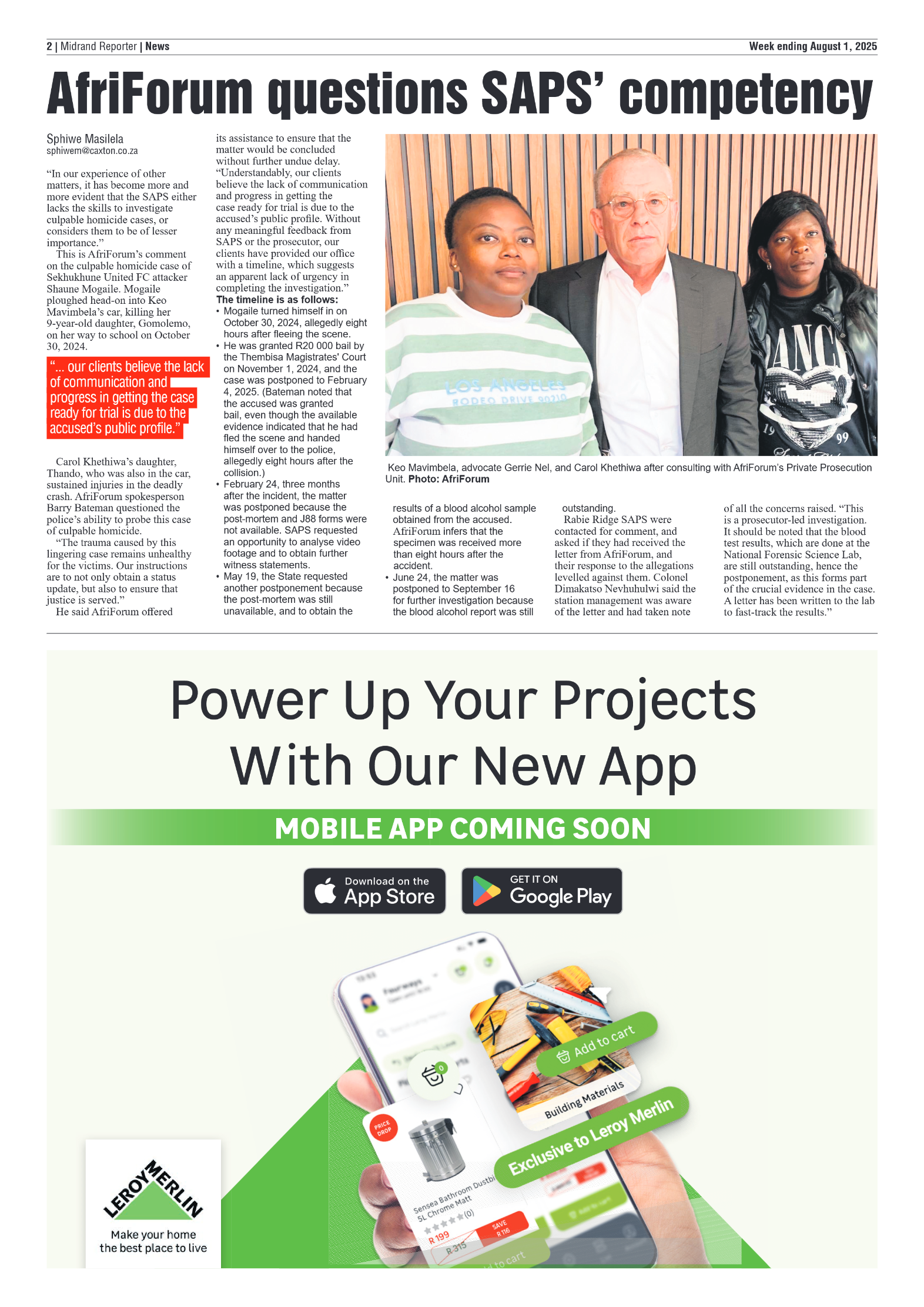 Midrand Reporter 1 August 2025 page 2