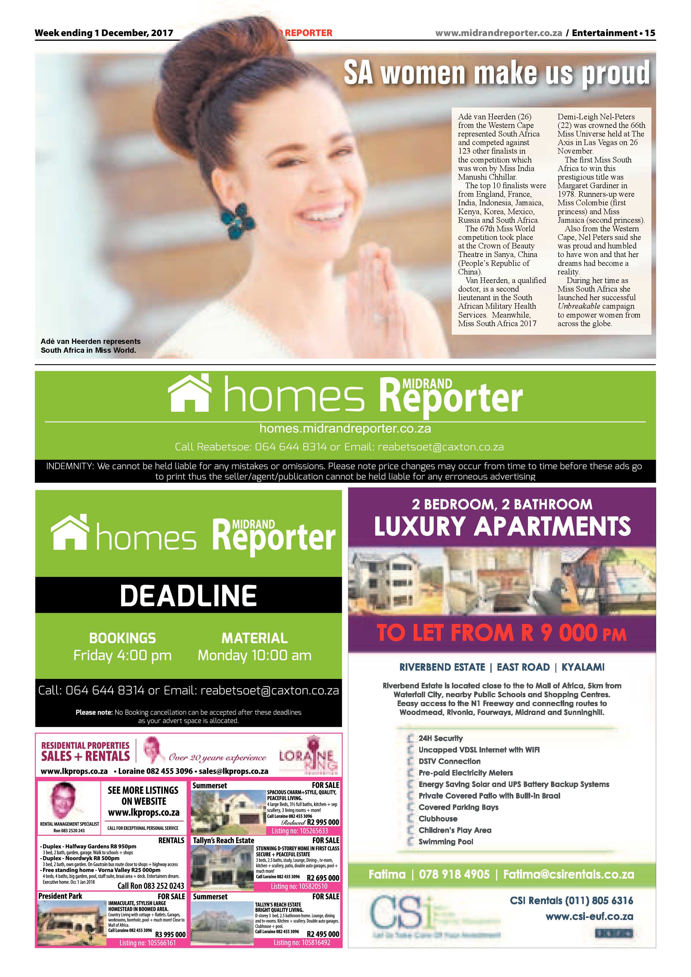 Midrand Reporter 1 December page 15